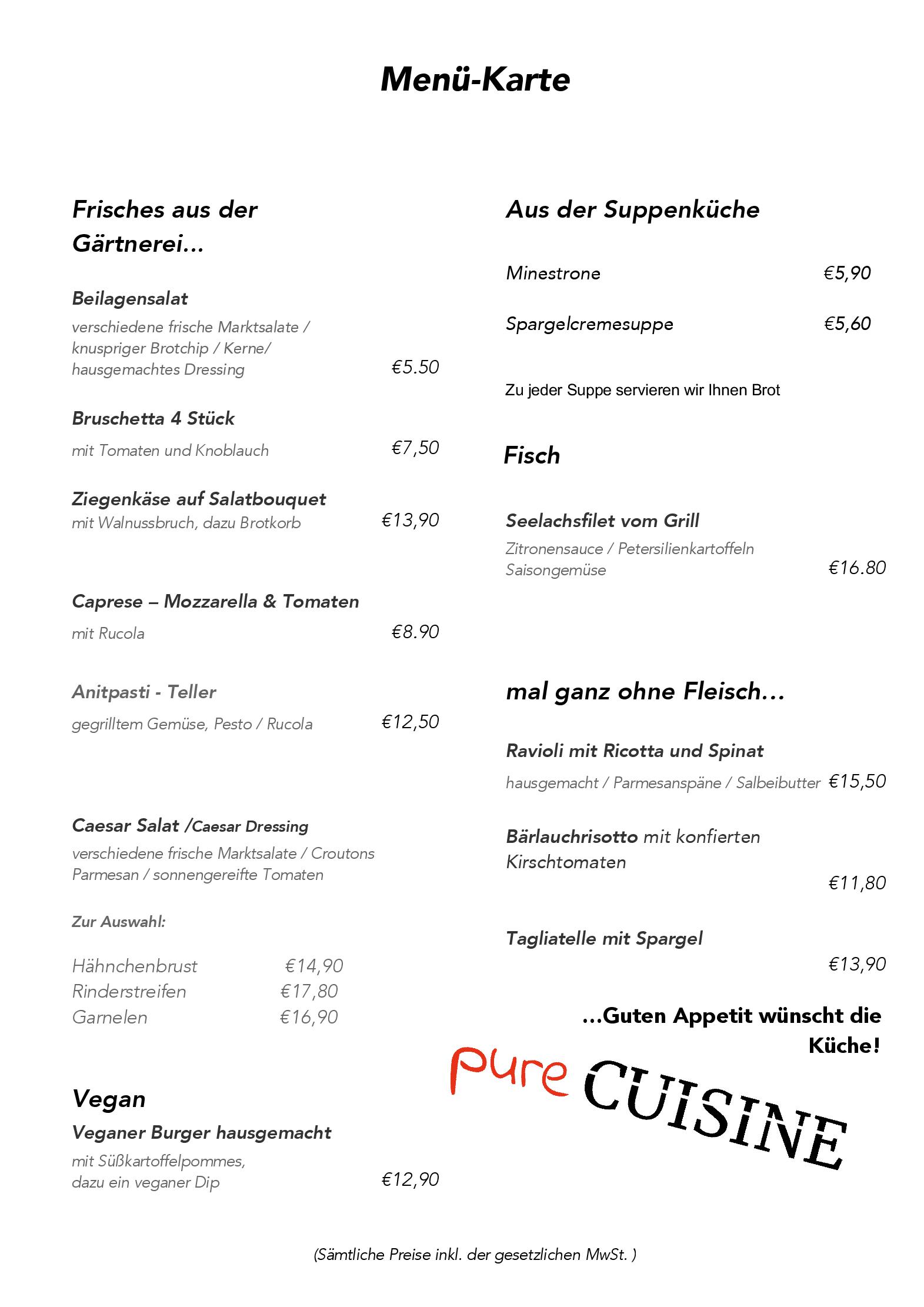 Speisekarte Gourmetrestaurant Gavesi in Ismaning, Seite 1