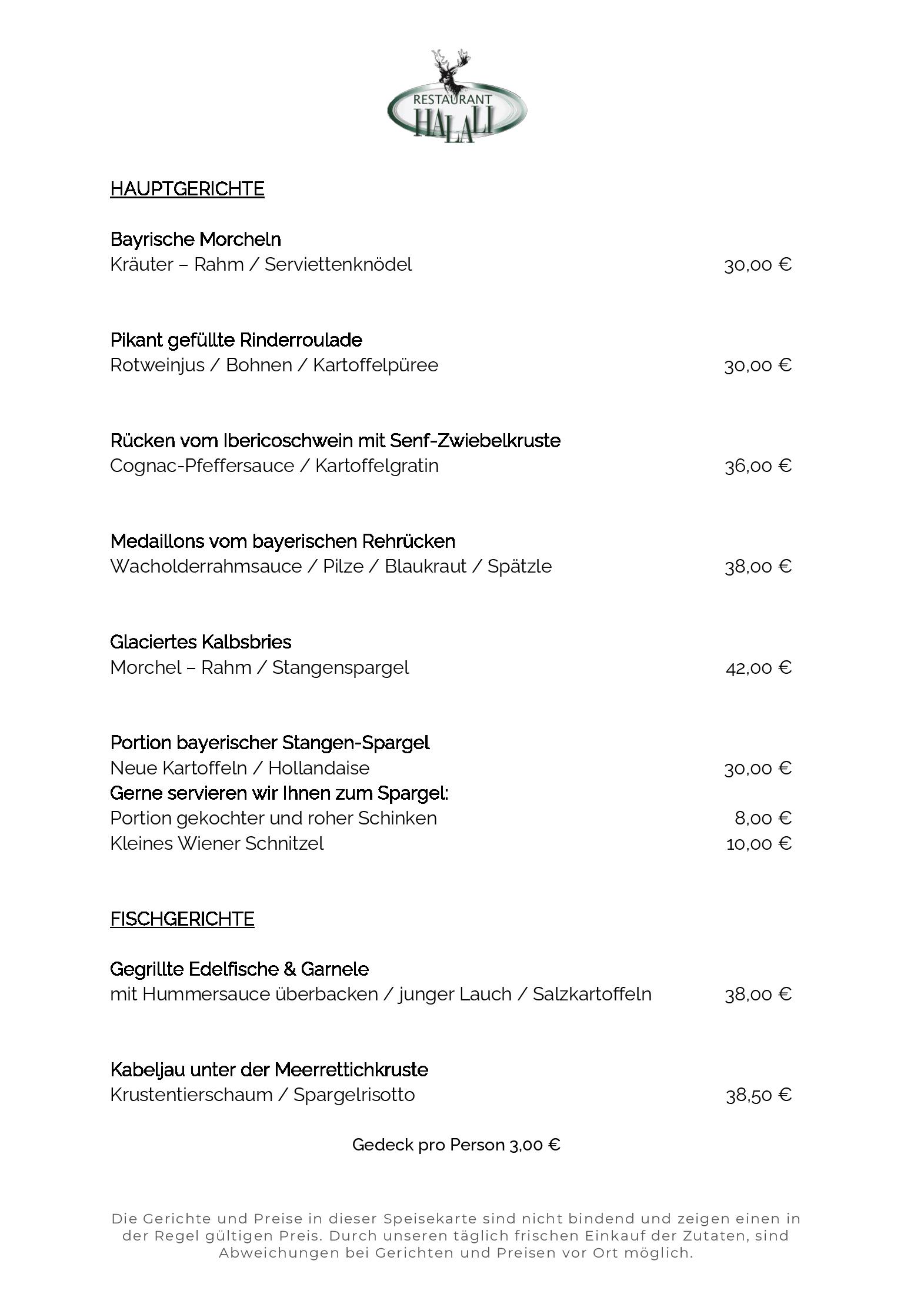 Speisekarte Halali in München, Seite 5