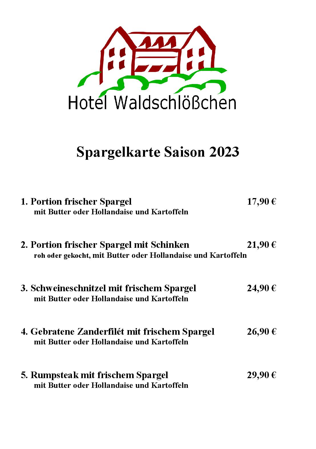 Speisekarte Kurhotel Waldschlößchen in Bad Gandersheim, Seite 10