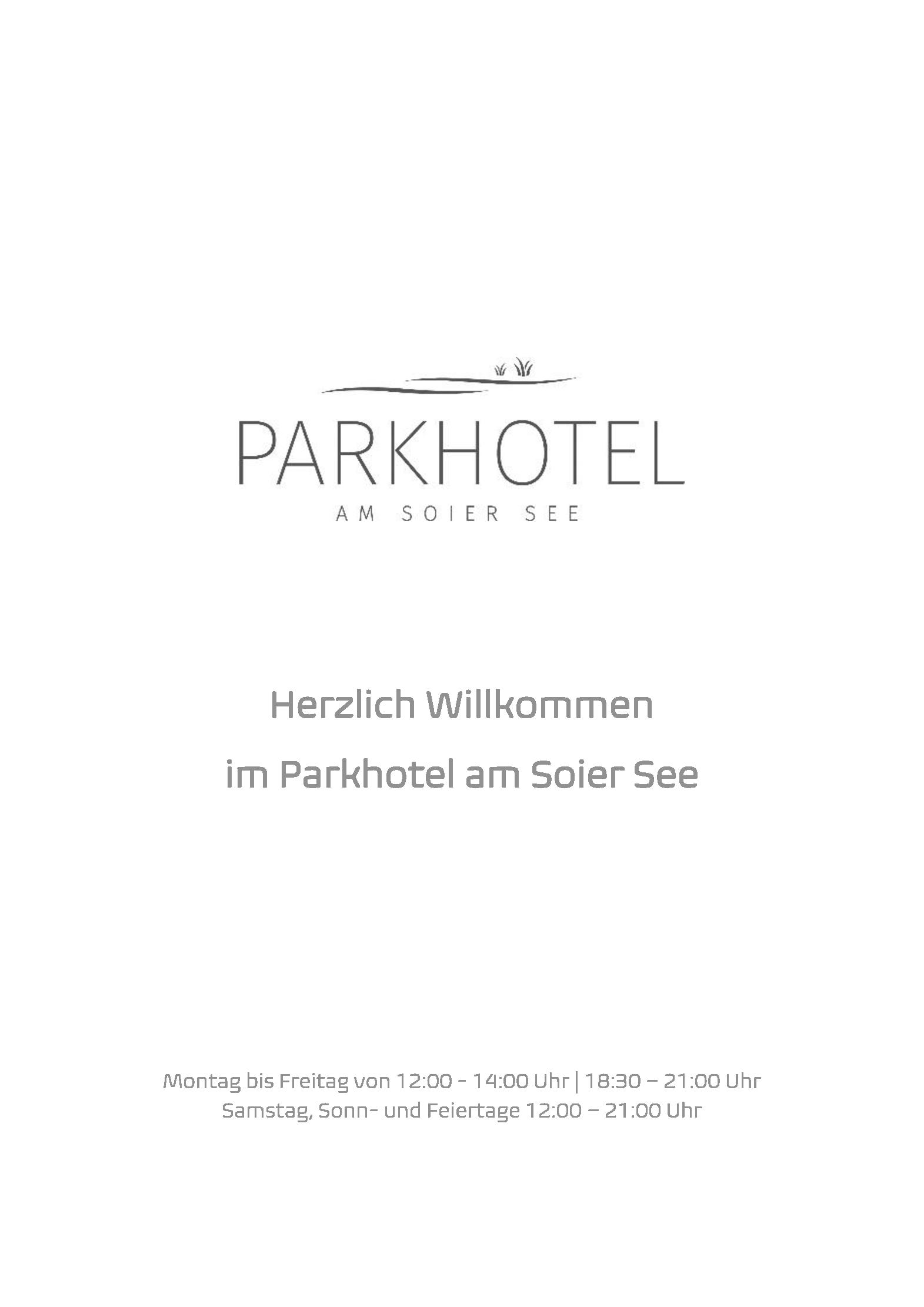 Speisekarte Parkhotel am Soier See in Bad Bayersoien, Seite 1