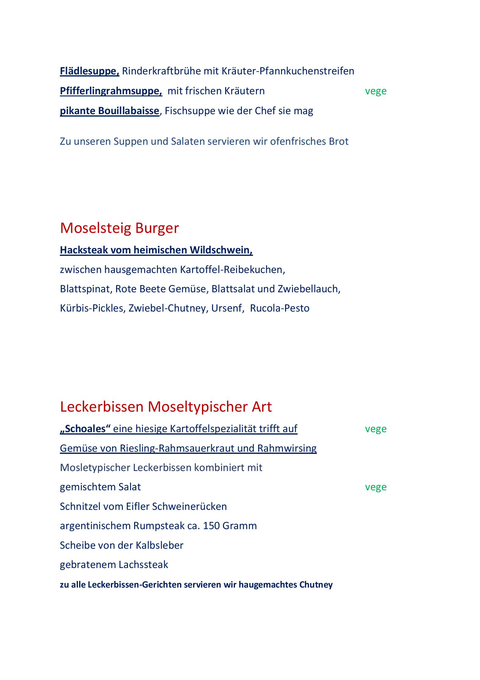Speisekarte Restaurant Graacher Tor in Bernkastel-Kues, Seite 5