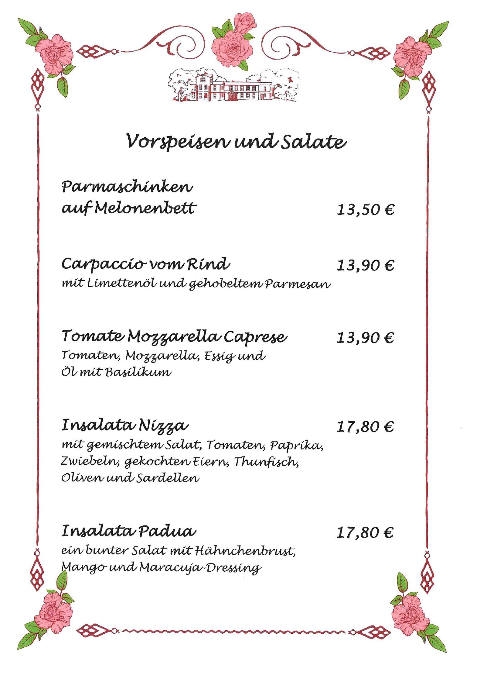 Speisekarte Panorama Restaurant Lohme in Lohme, Seite 1