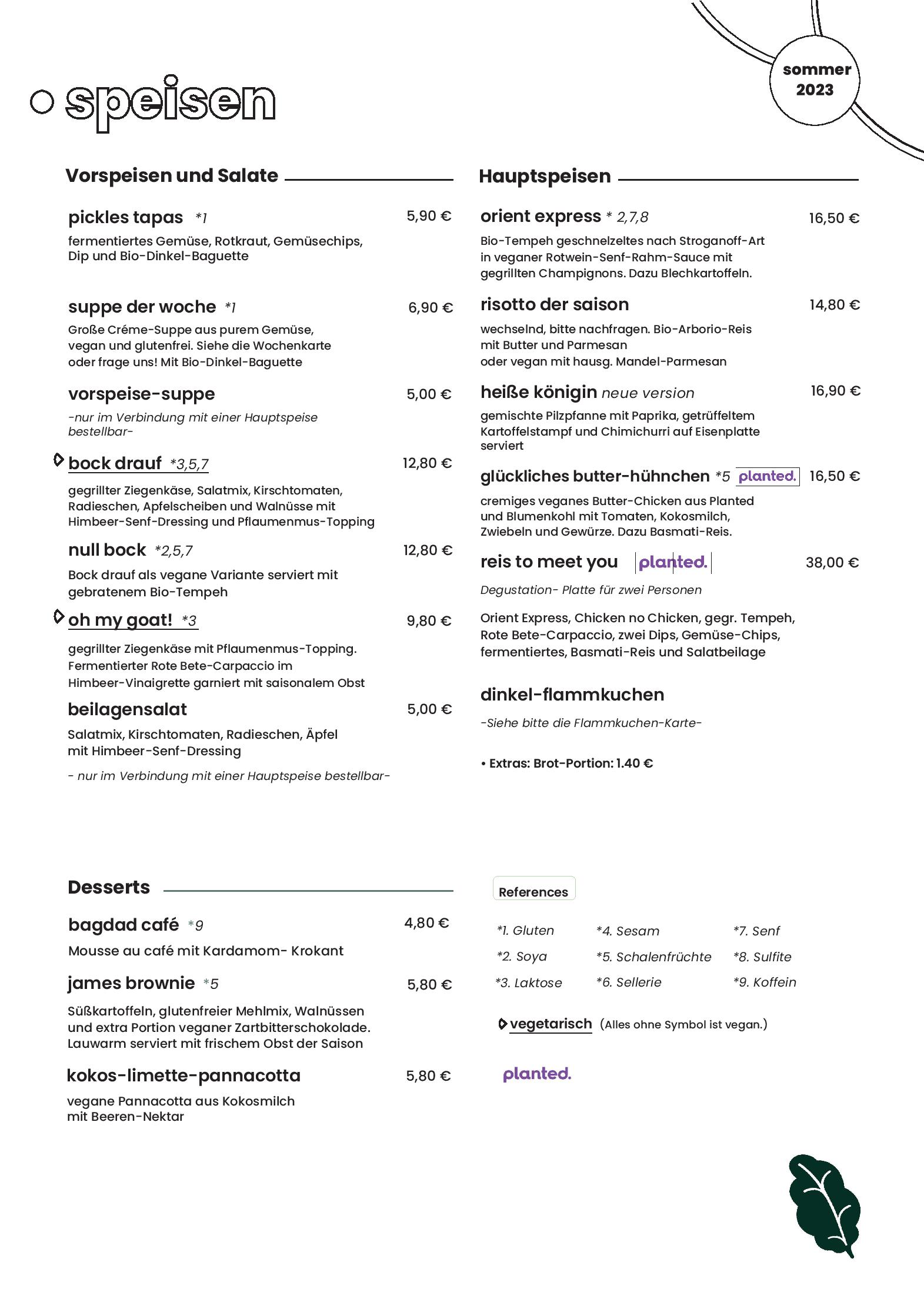 Speisekarte Salute - vegetarische & vegane Küche in Mainz, Seite 1
