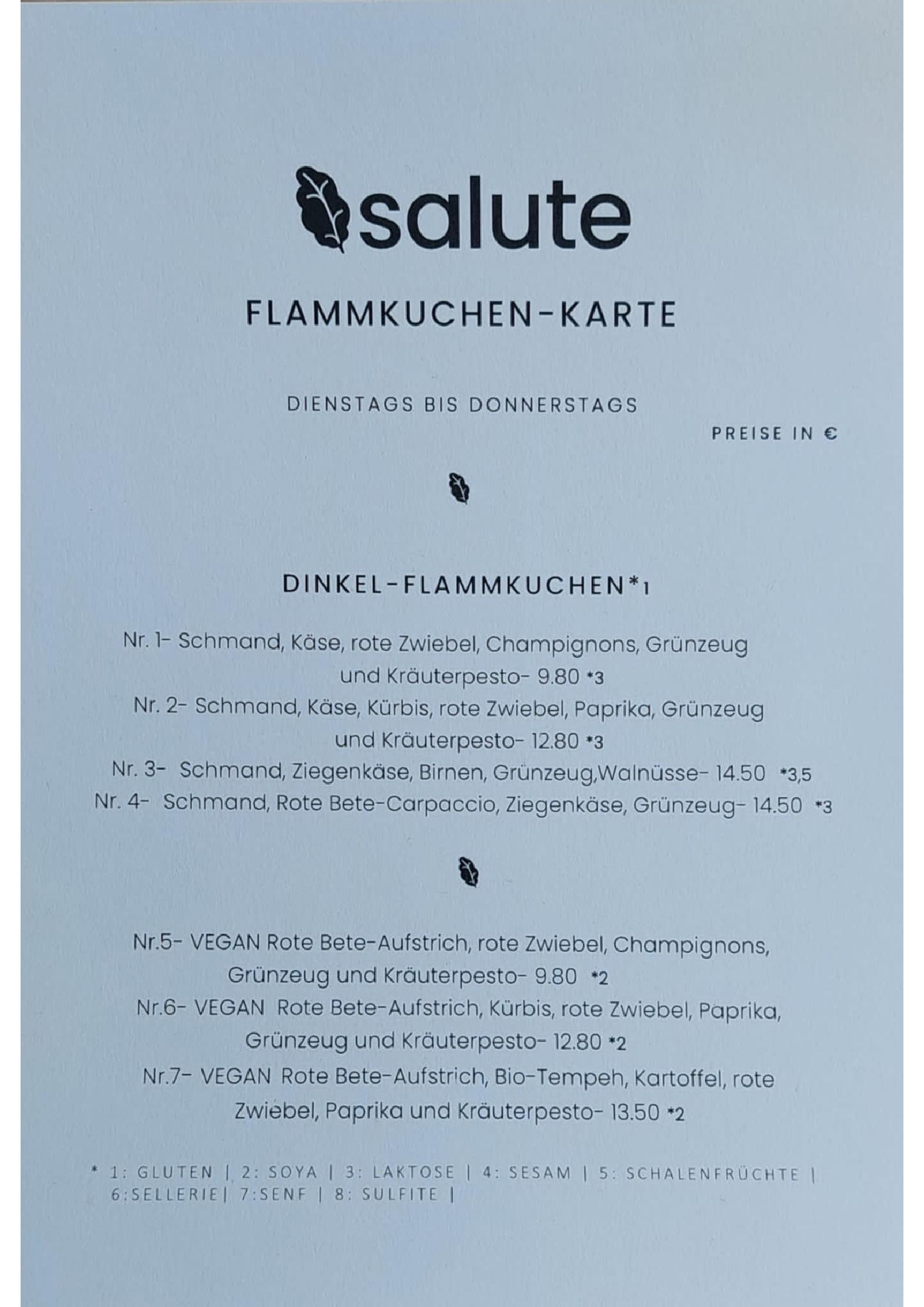 Speisekarte Salute - vegetarische & vegane Küche in Mainz, Seite 2