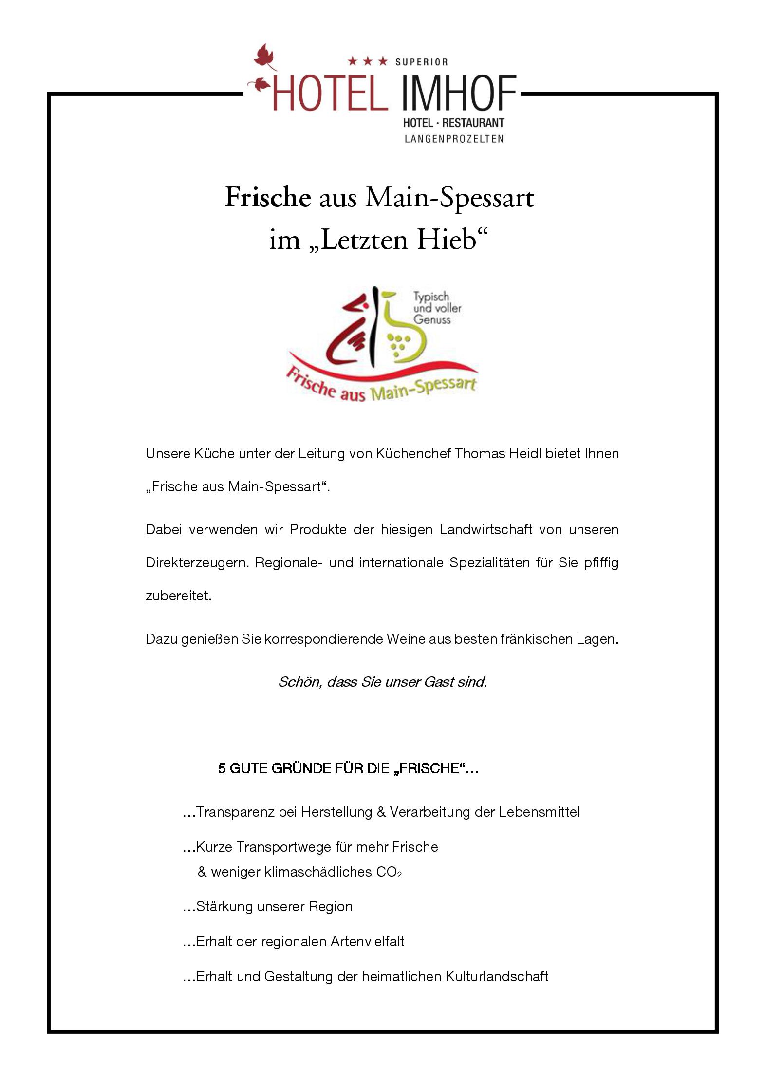 Speisekarte Hotel Imhof | Zum letzten Hieb  in Gemünden am Main, Seite 5