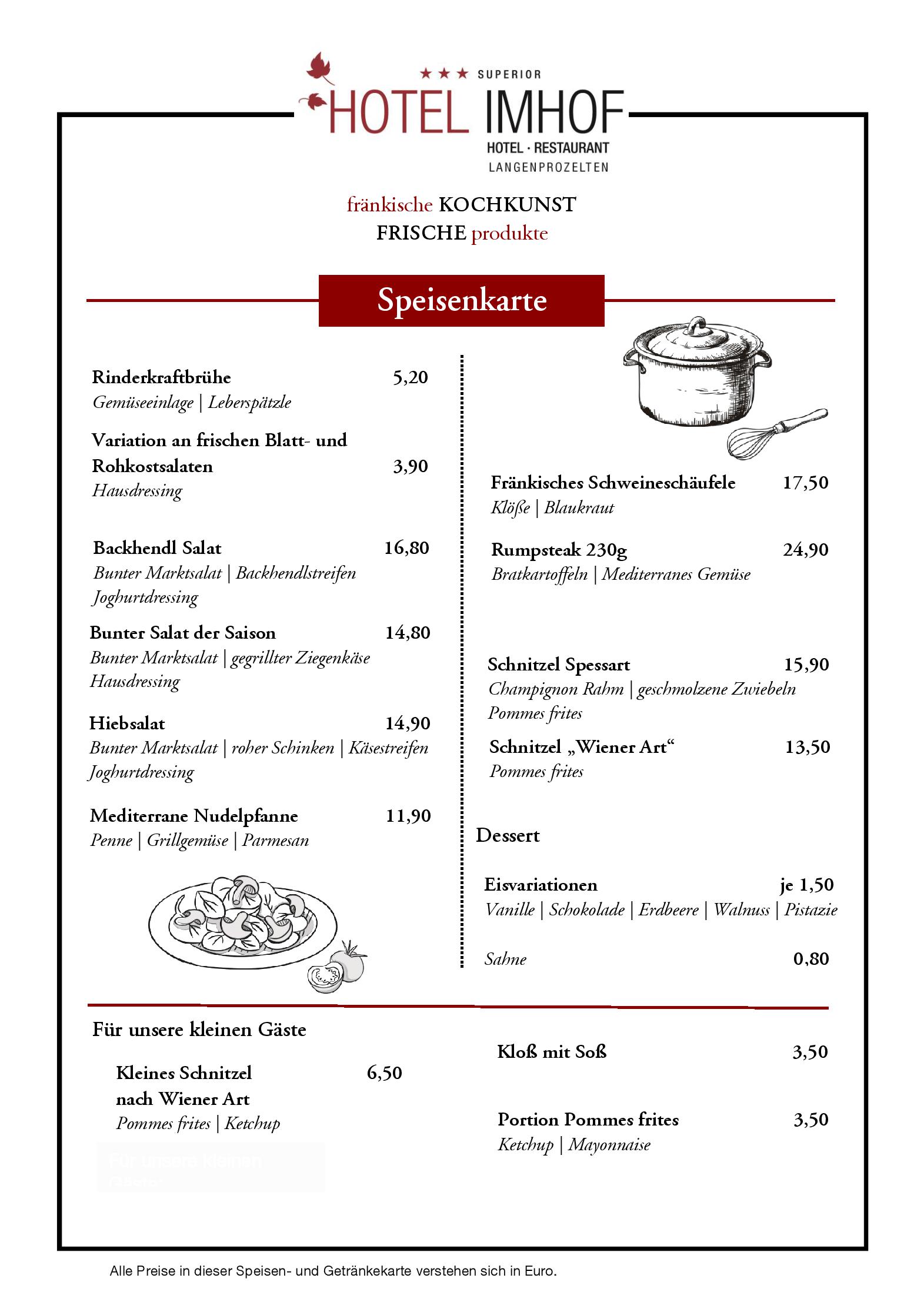 Speisekarte Hotel Imhof | Zum letzten Hieb  in Gemünden am Main, Seite 7