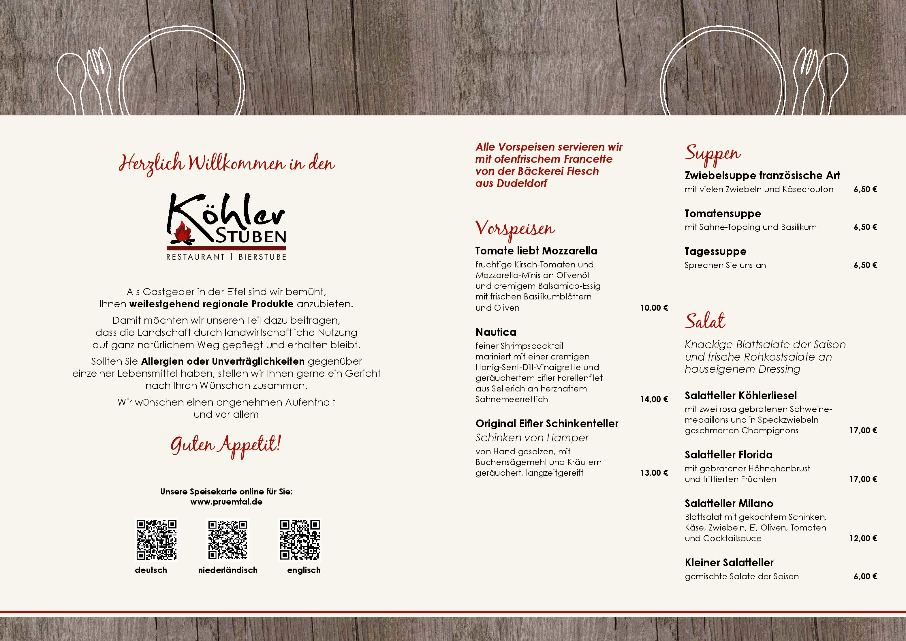 Speisekarte Köhler-Stuben GmbH in Oberweis , Seite 2