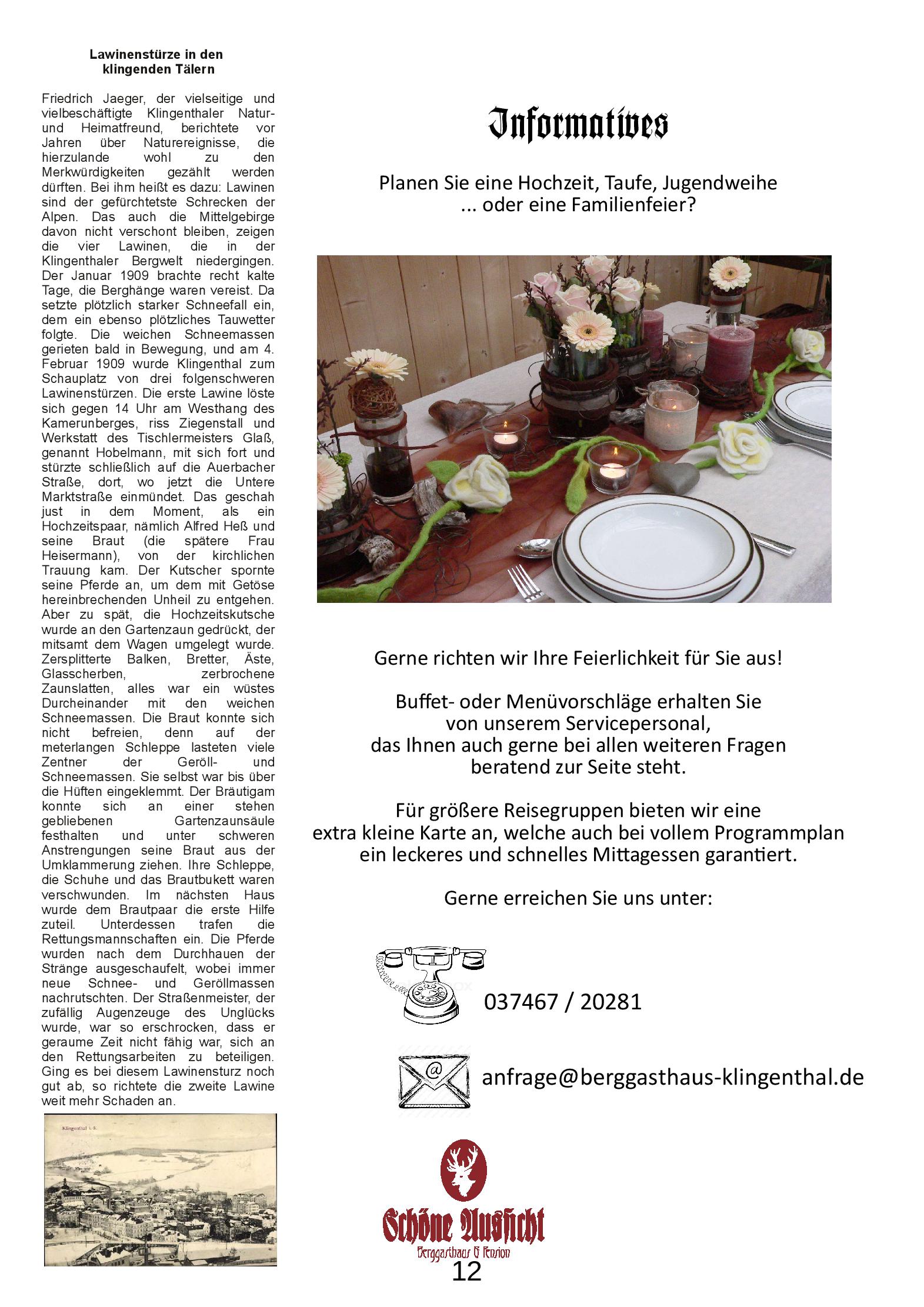 Speisekarte Berggasthaus und Pension Schöne Aussicht in Klingenthal/Sachsen, Seite 12