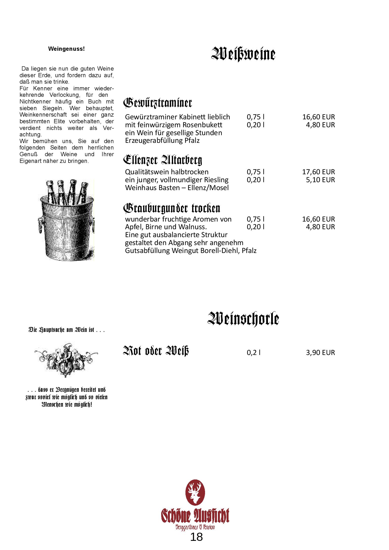 Speisekarte Berggasthaus und Pension Schöne Aussicht in Klingenthal/Sachsen, Seite 18
