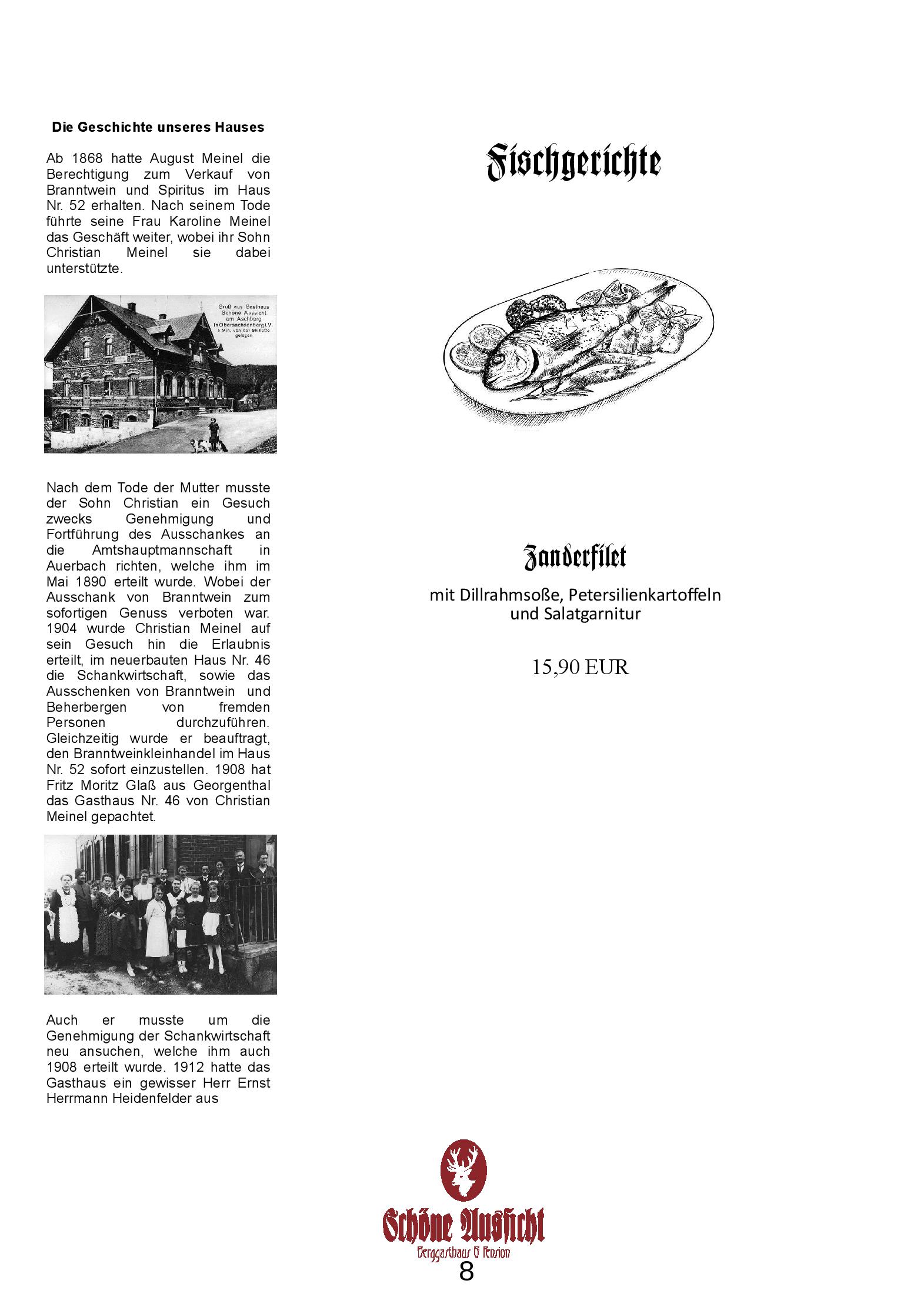 Speisekarte Berggasthaus und Pension Schöne Aussicht in Klingenthal/Sachsen, Seite 8