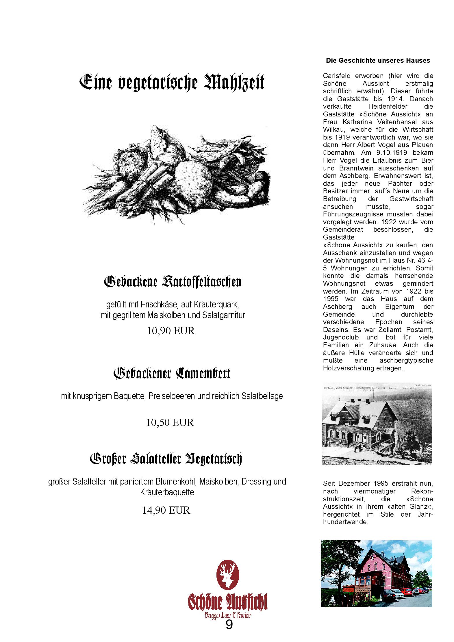 Speisekarte Berggasthaus und Pension Schöne Aussicht in Klingenthal/Sachsen, Seite 9