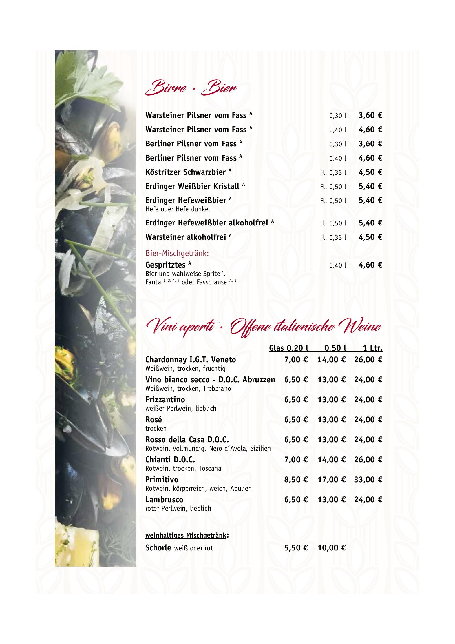 Speisekarte Trattoria La Terraza Gaststätte in Berlin, Seite 10