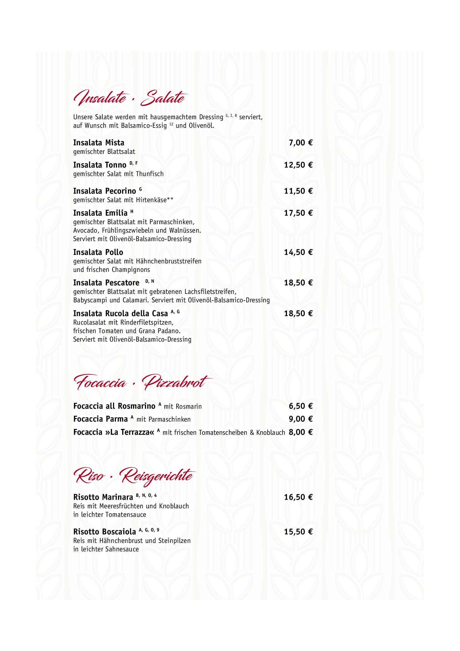 Speisekarte Trattoria La Terraza Gaststätte in Berlin, Seite 3