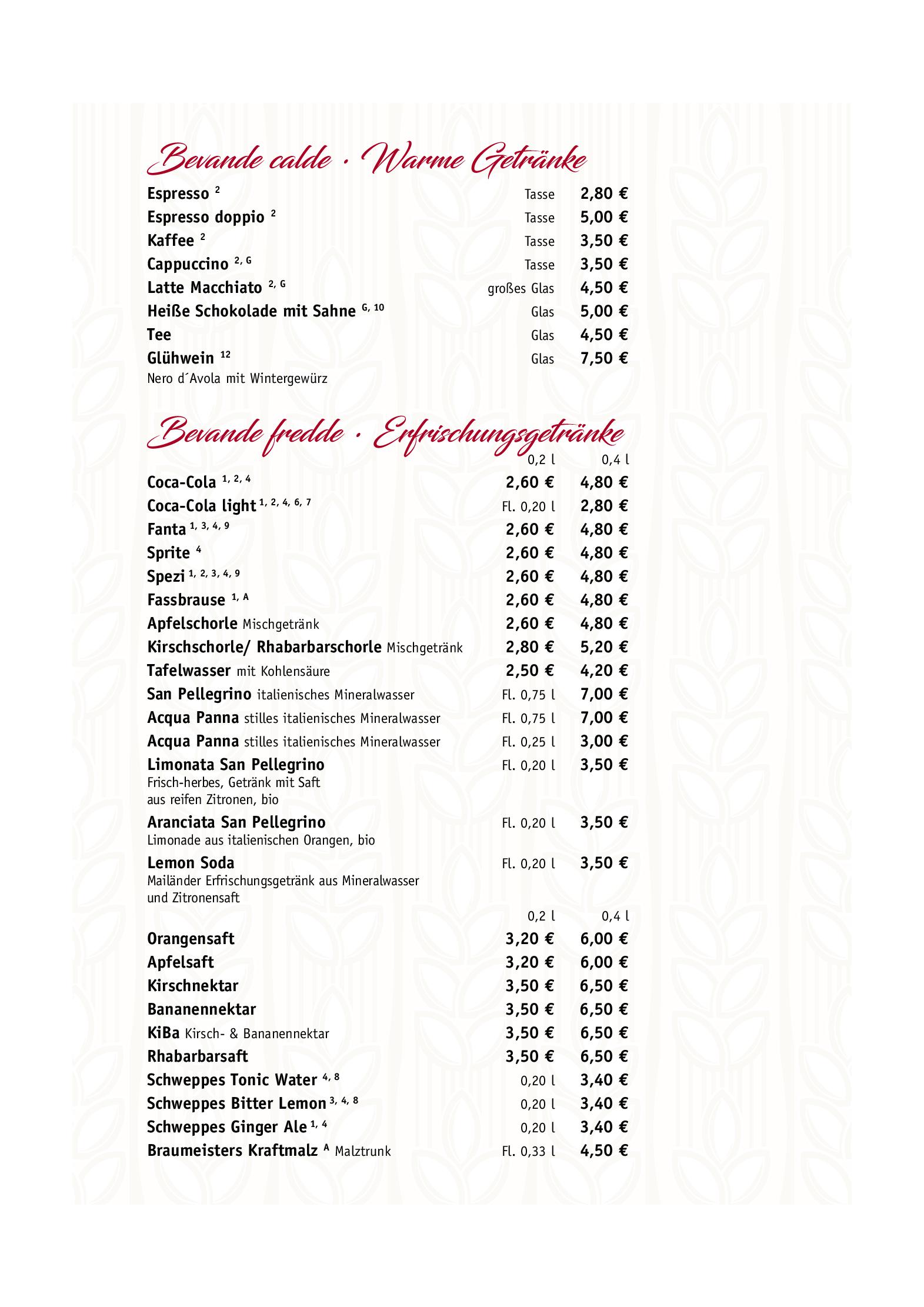 Speisekarte Trattoria La Terraza Gaststätte in Berlin, Seite 9