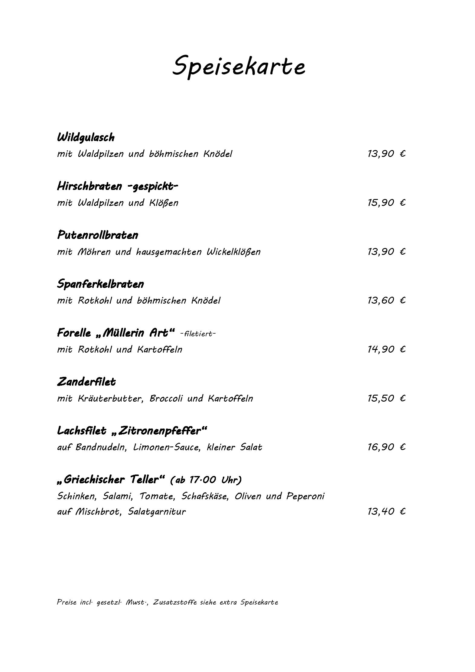 Speisekarte Hotel Friesen in Werdau, Seite 4