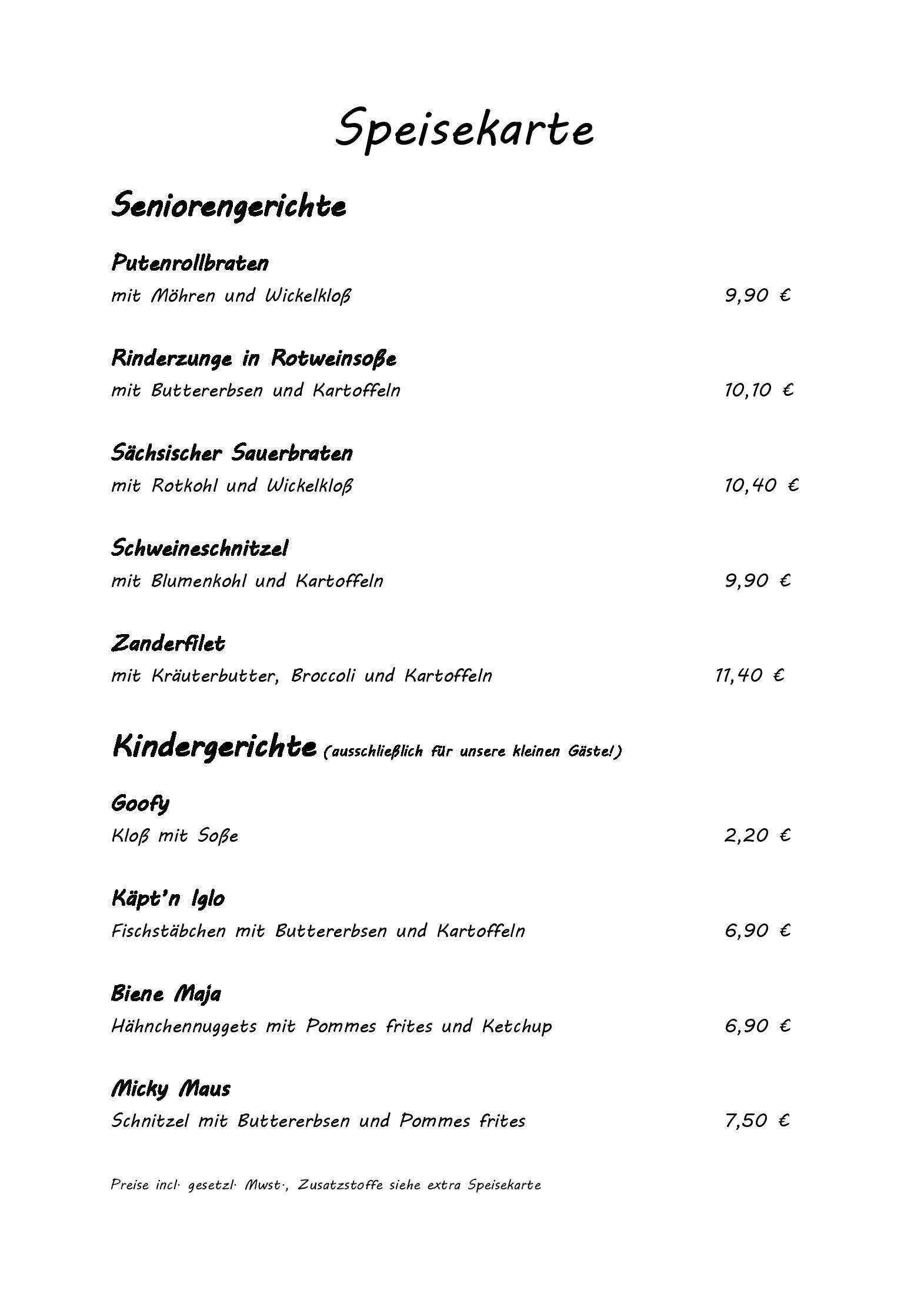 Speisekarte Hotel Friesen in Werdau, Seite 5