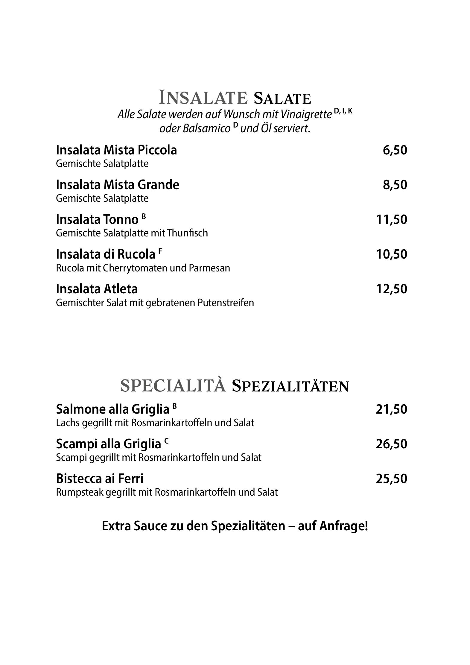 Speisekarte La Buca Pizzorante in Berlin, Seite 2
