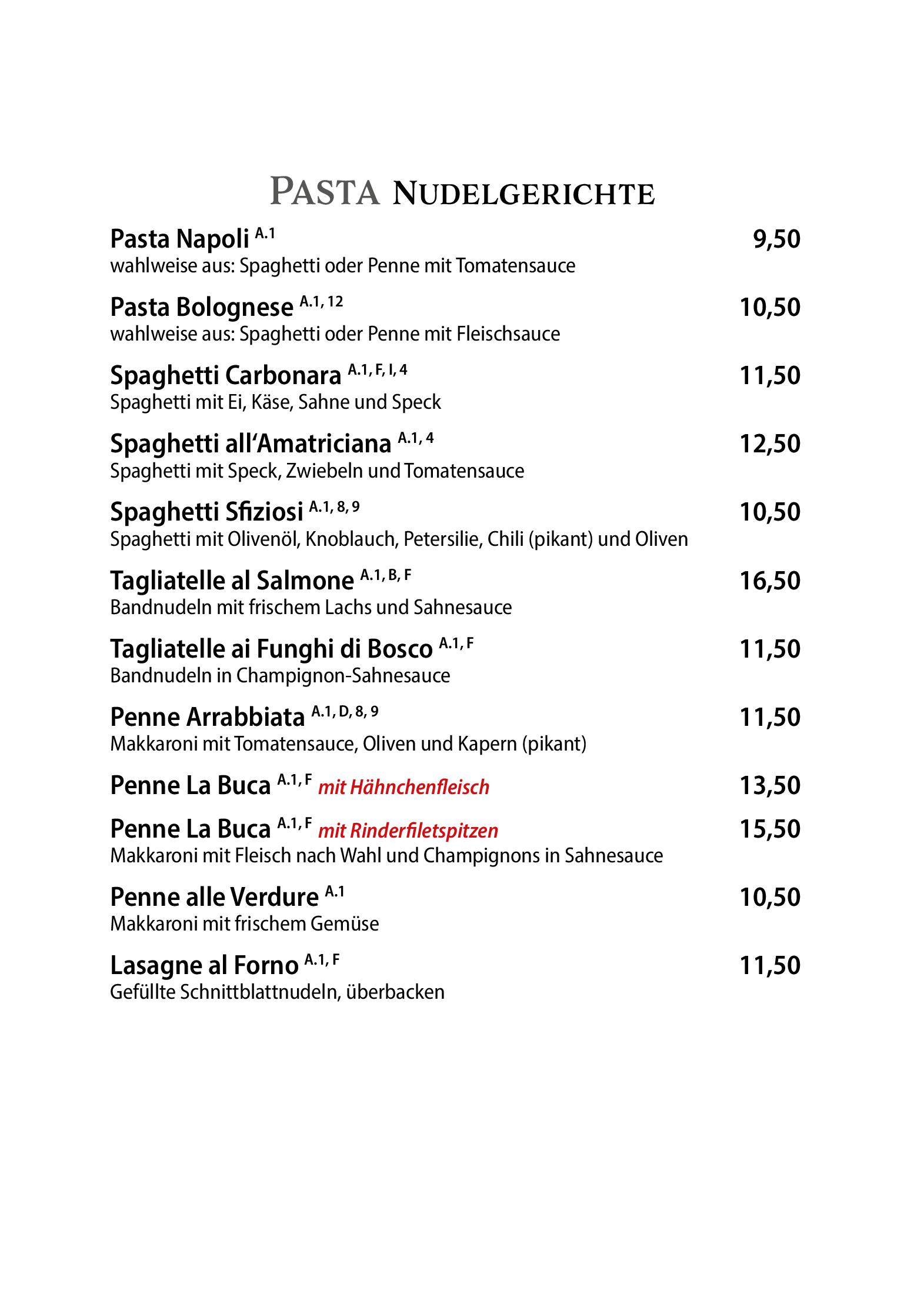 Speisekarte La Buca Pizzorante in Berlin, Seite 3