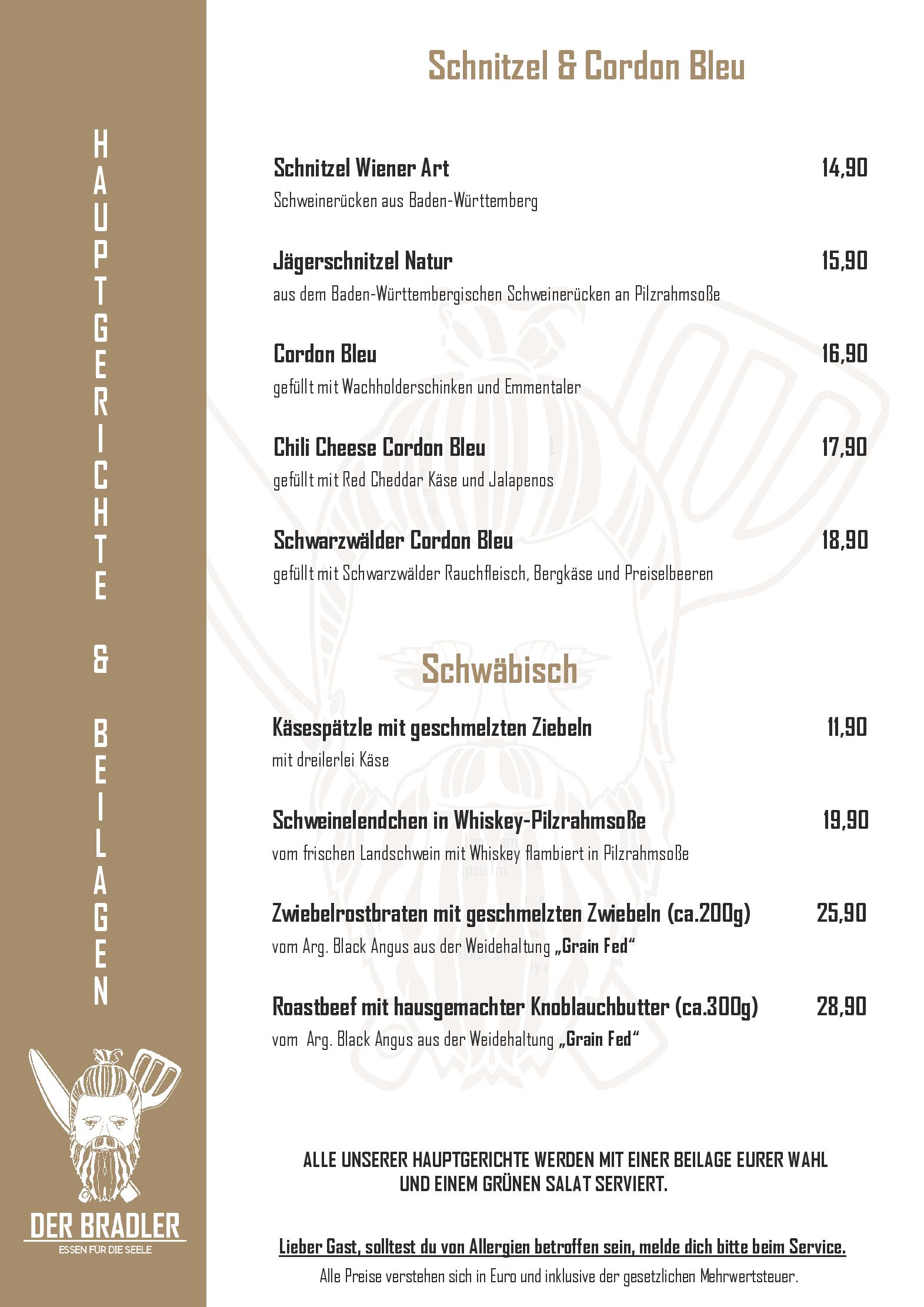 Speisekarte Der Bradler in Ebhausen, Seite 3