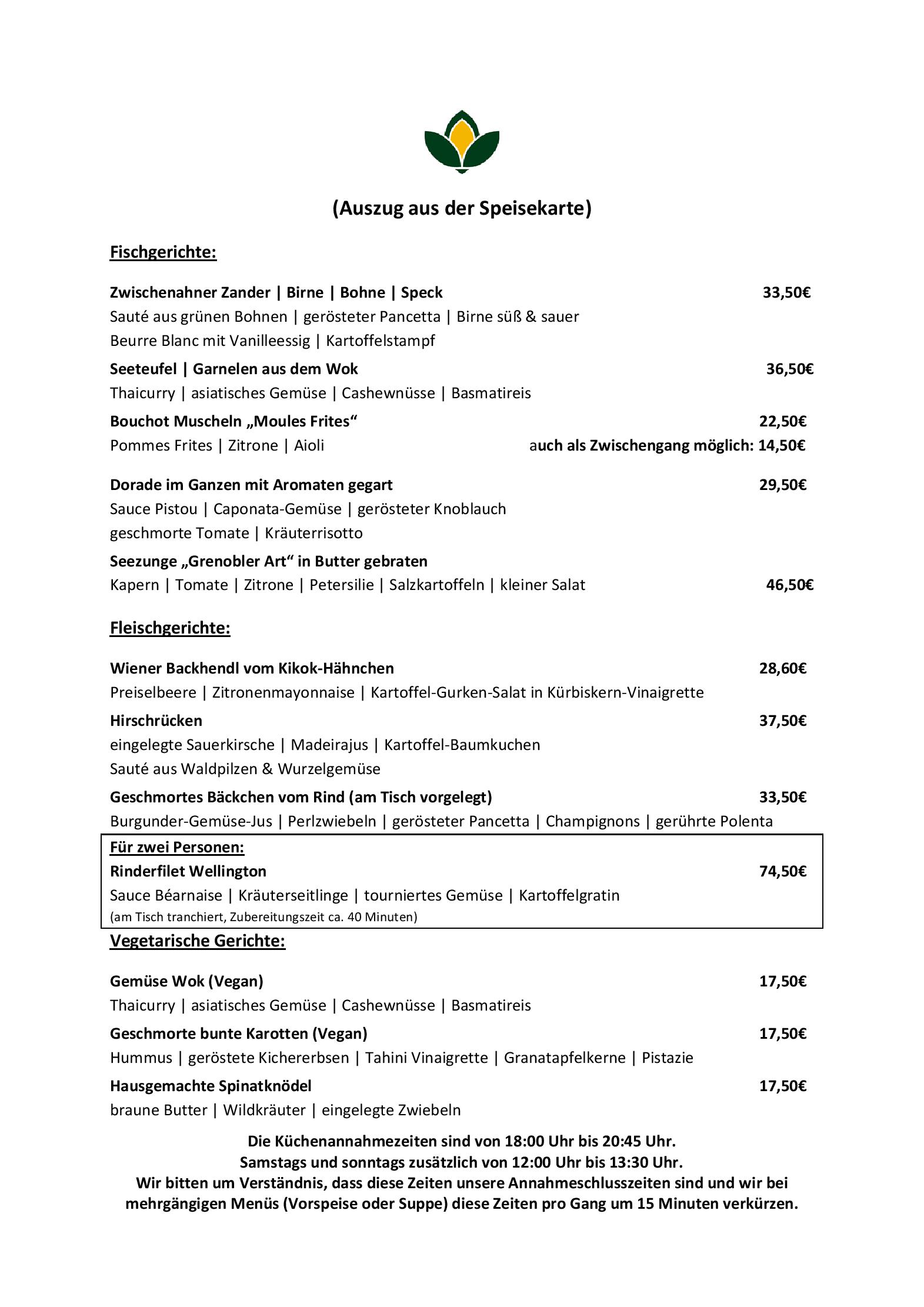 Speisekarte Eiden Restaurant in Bad Zwischenahn, Seite 2