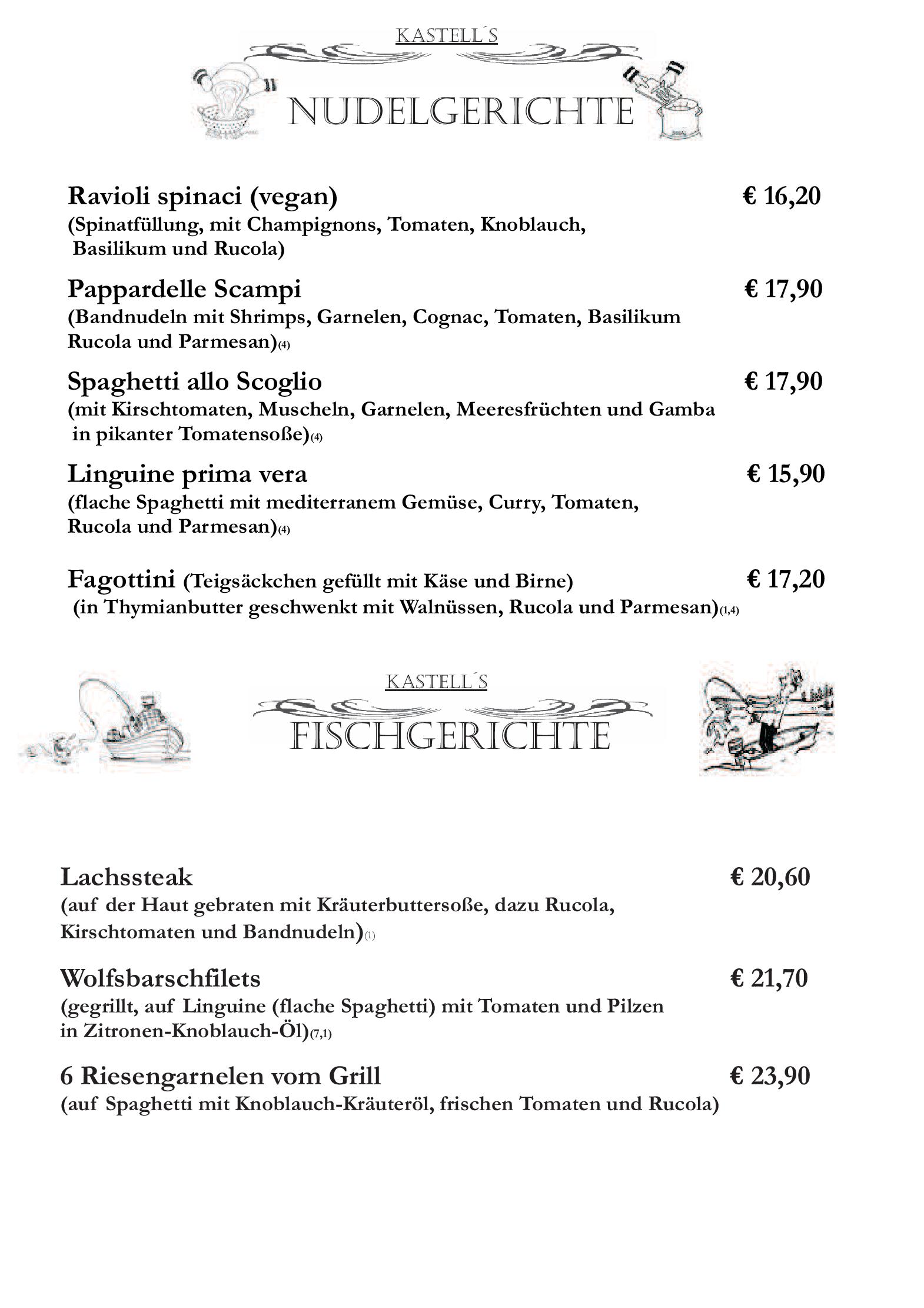 Speisekarte Restaurant Kastell in Sulz am Neckar, Seite 2