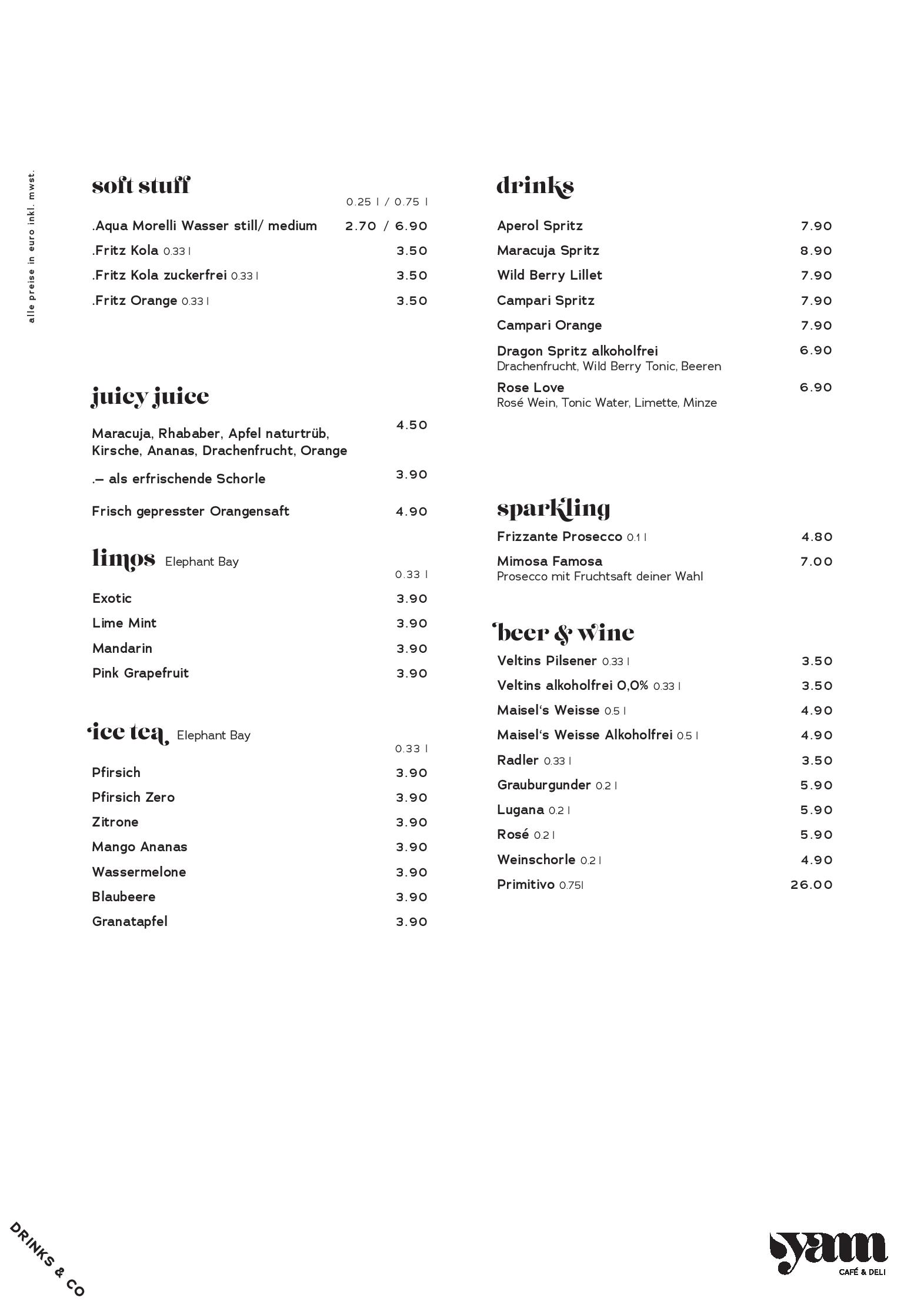 Speisekarte YAM Cafe & Deli in Recklinghausen, Seite 4