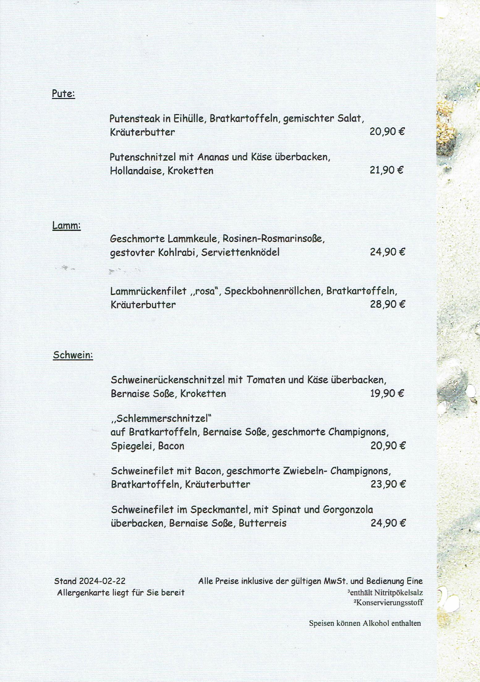 Speisekarte Die Friesenhalle in Bredstedt, Seite 2