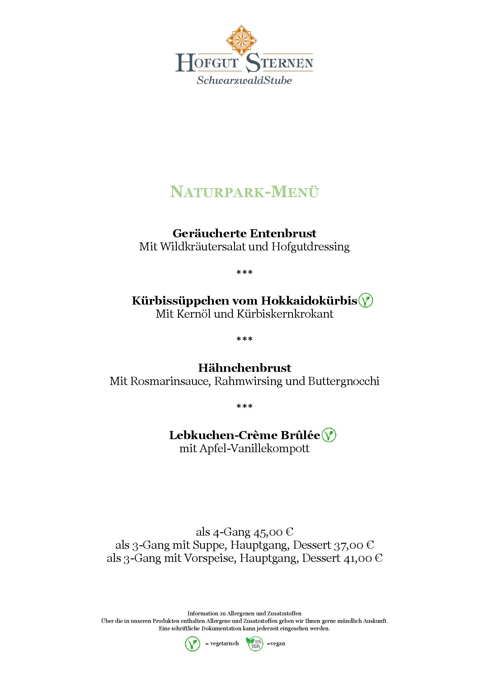 Speisekarte BEST WESTERN Hotel Hofgut Sternen in Breitnau, Seite 4