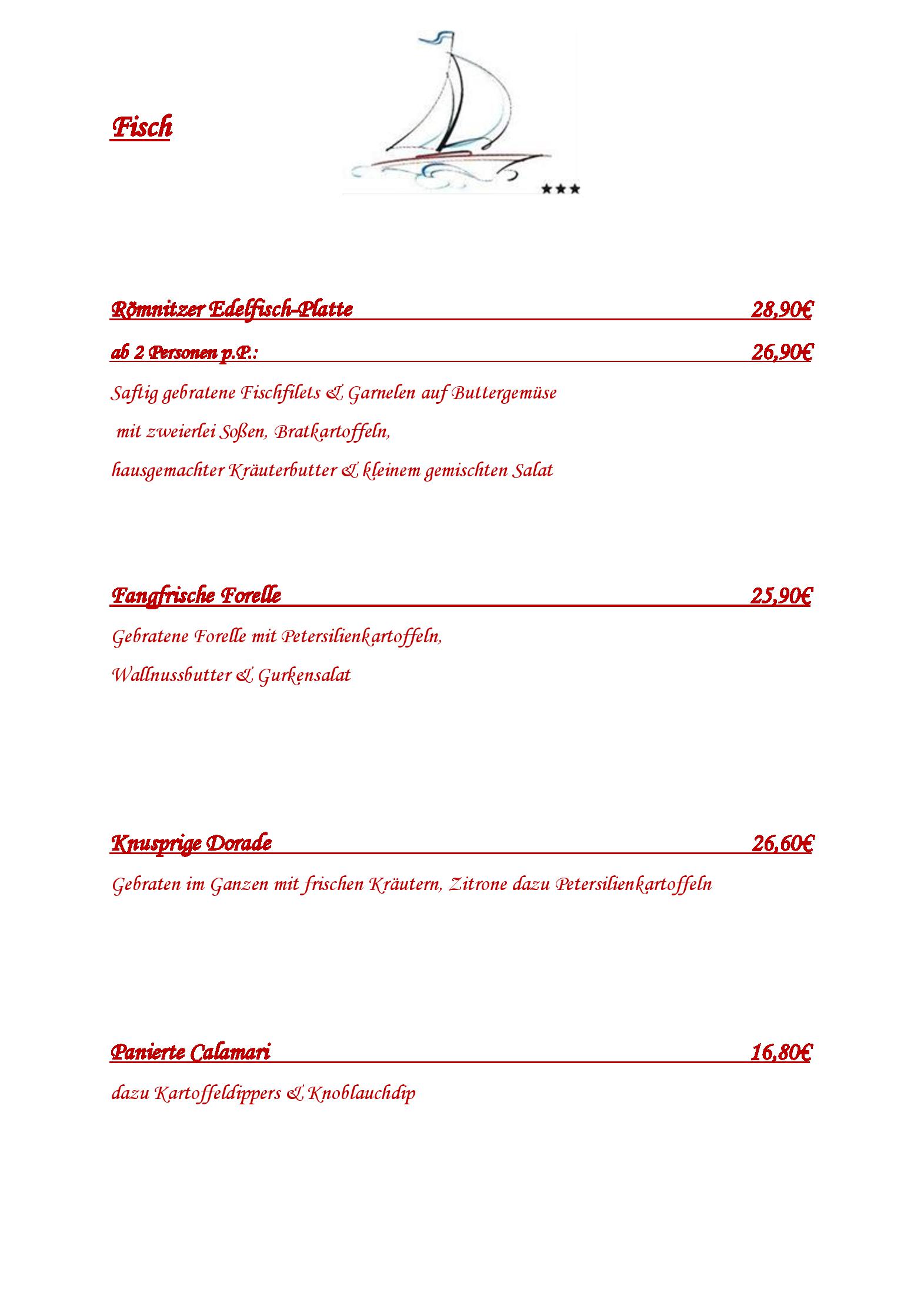 Speisekarte Toma Restaurant Cafe Römnitzer Mühle in Römnitz, Seite 3