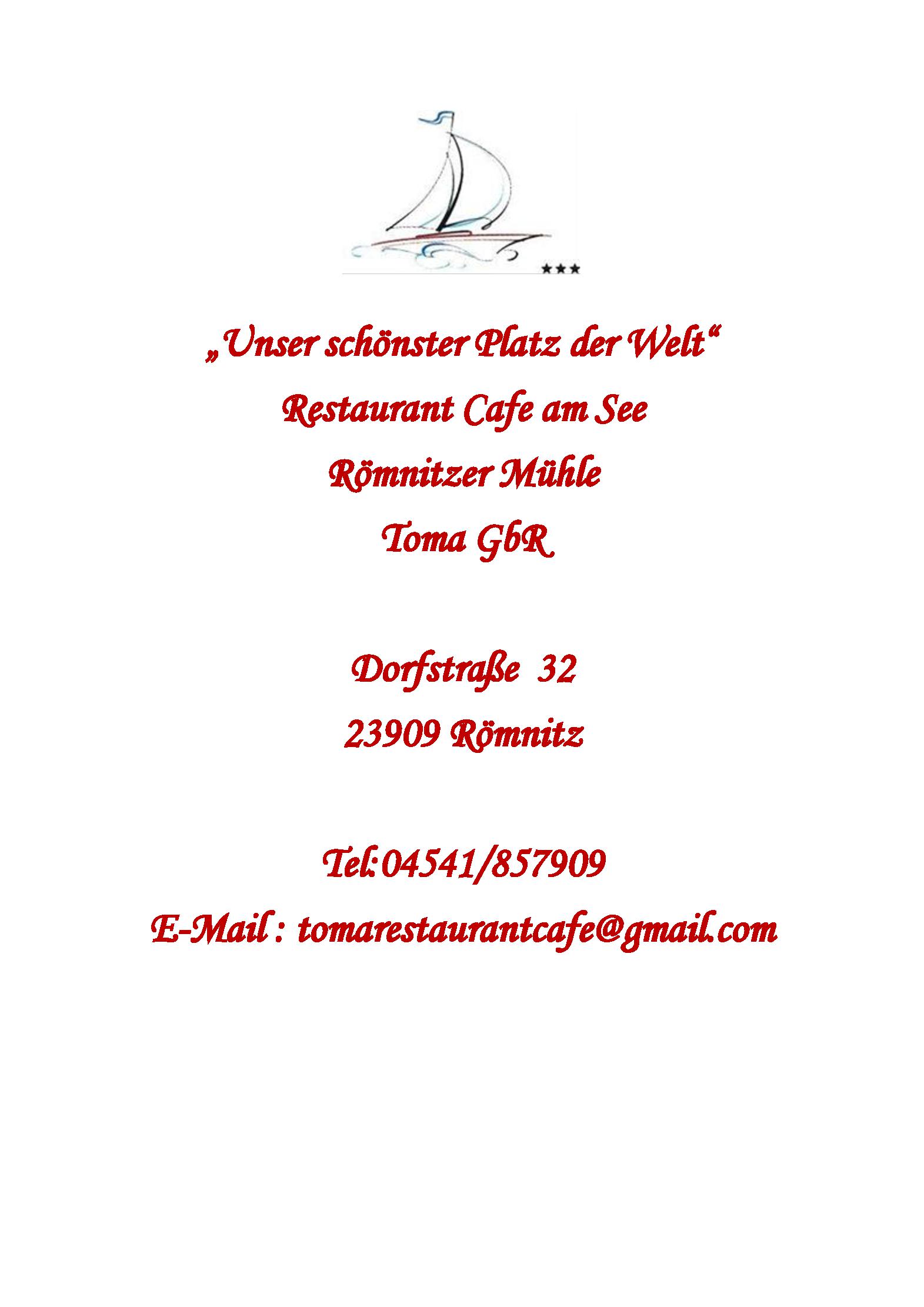 Speisekarte Toma Restaurant Cafe Römnitzer Mühle in Römnitz, Seite 7