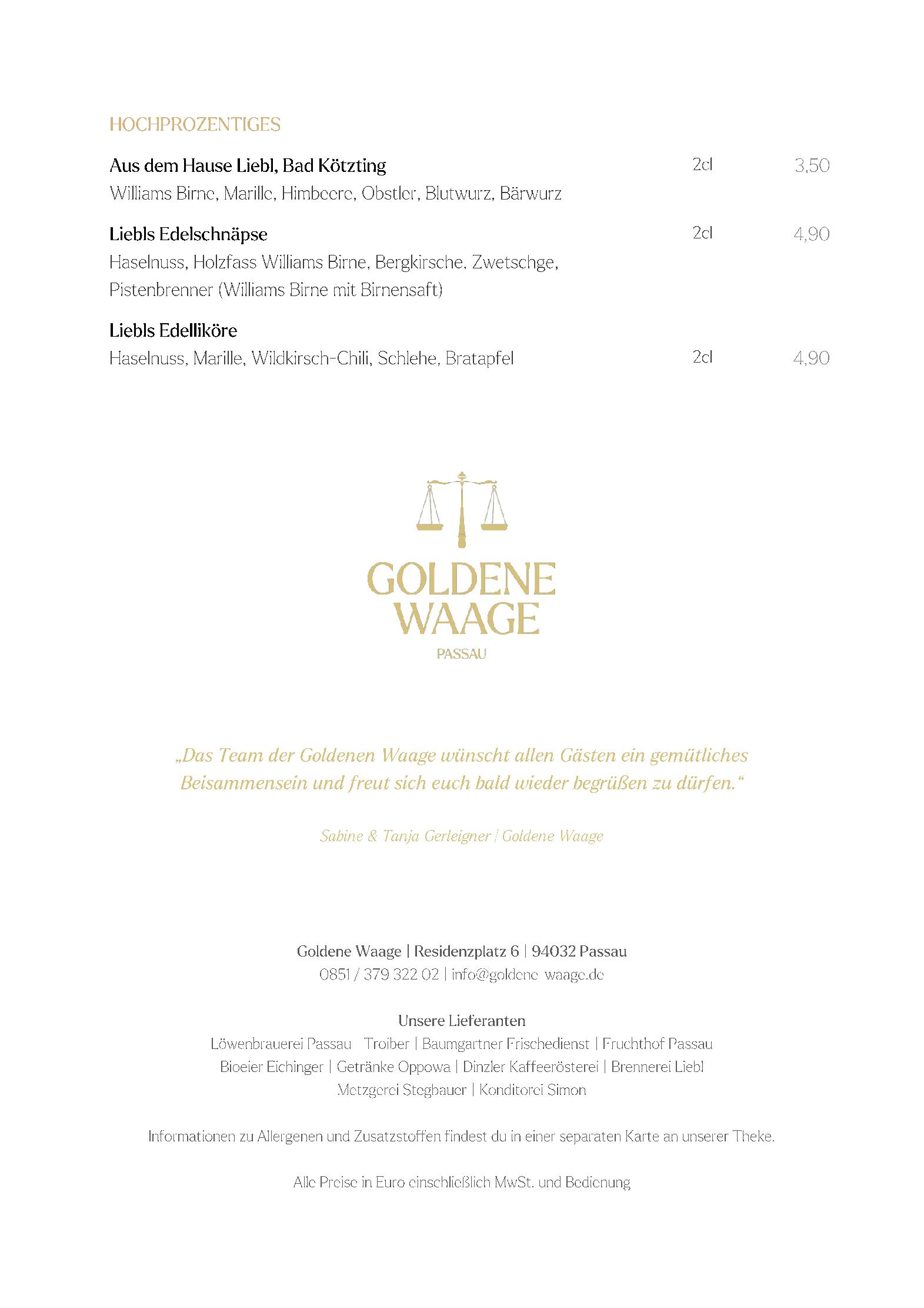 Speisekarte Restaurant Goldene Waage in Passau, Seite 8