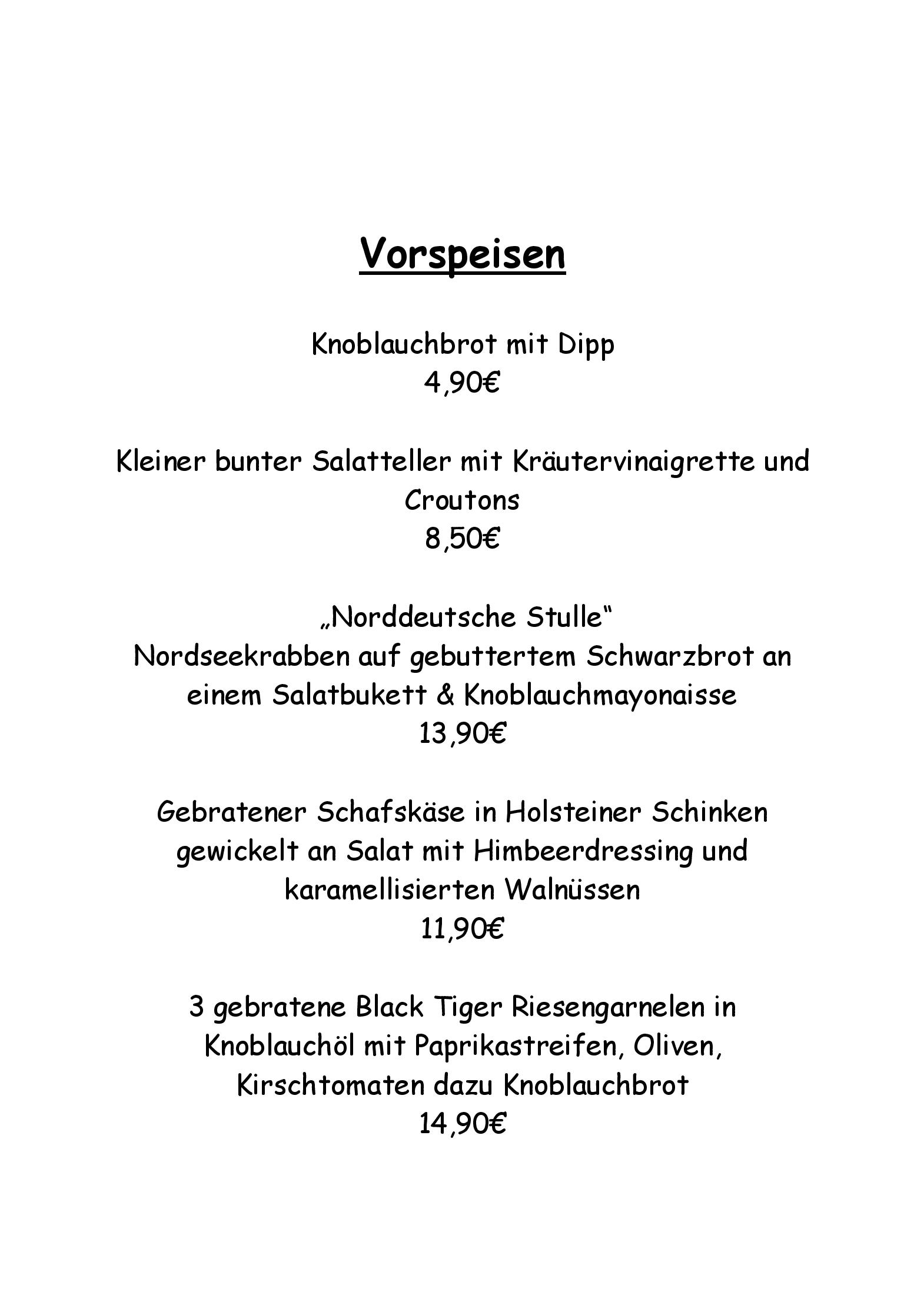 Speisekarte Das kleine Restaurant in Lübeck, Seite 9