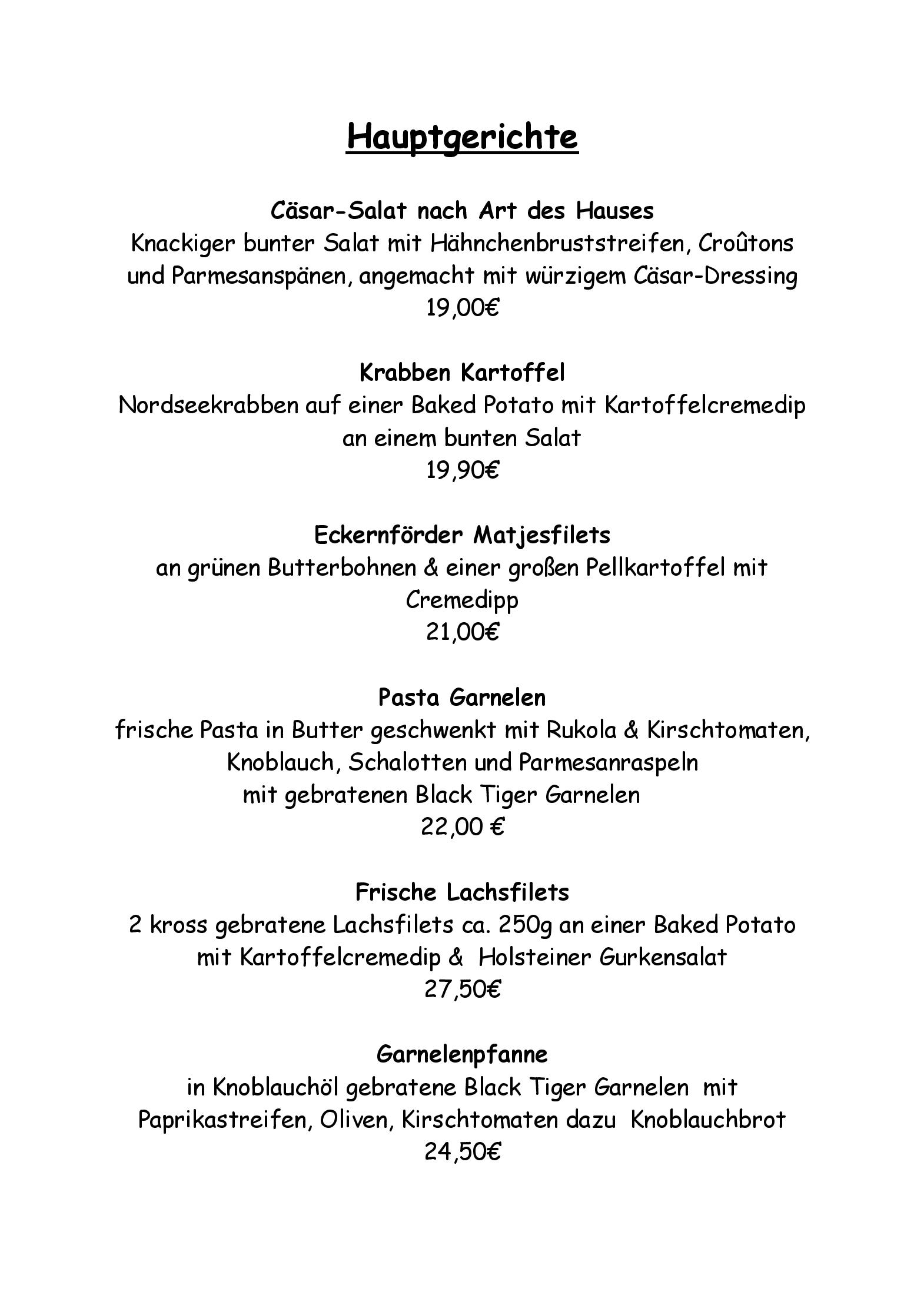 Speisekarte Das kleine Restaurant in Lübeck, Seite 11