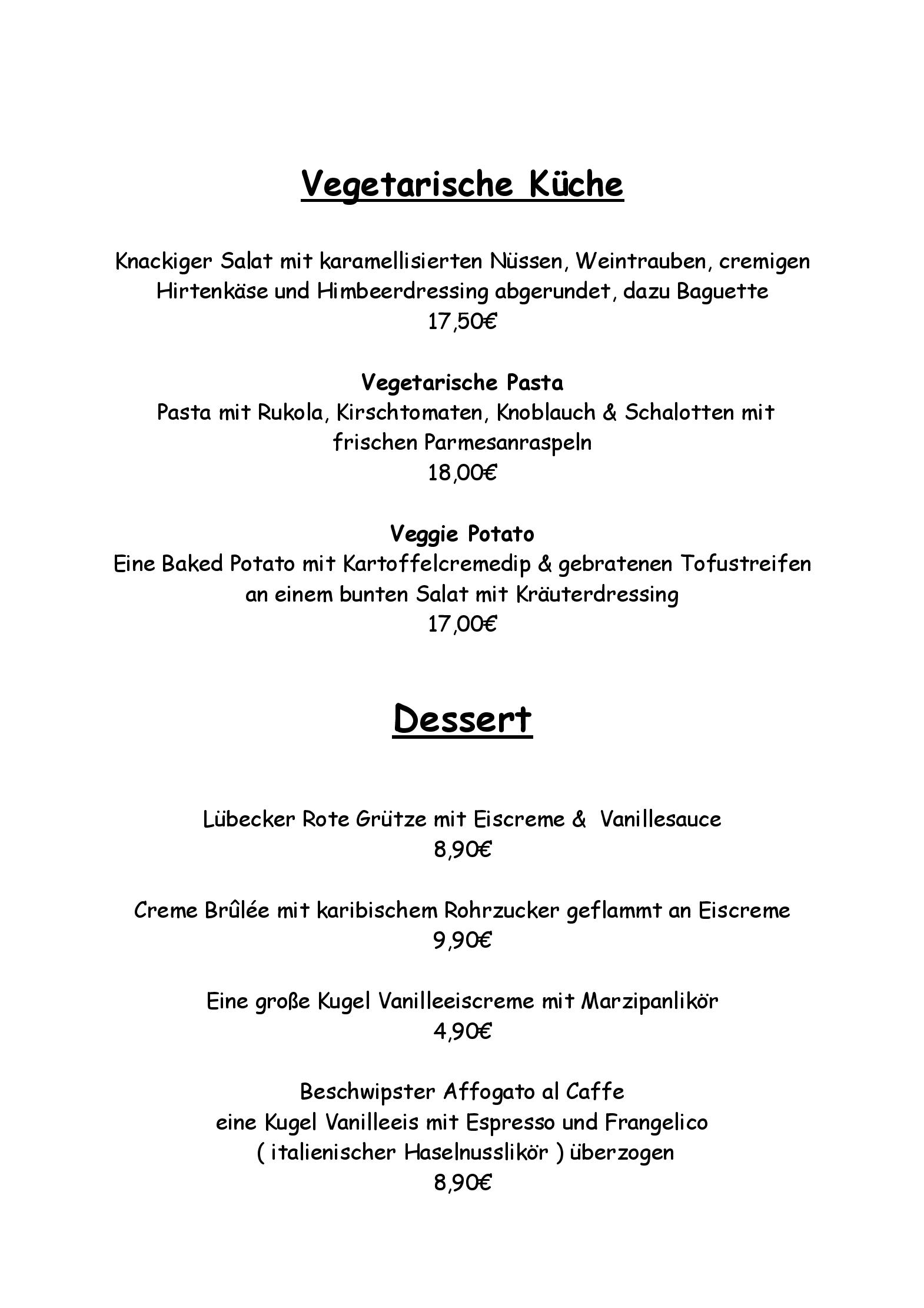 Speisekarte Das kleine Restaurant in Lübeck, Seite 12