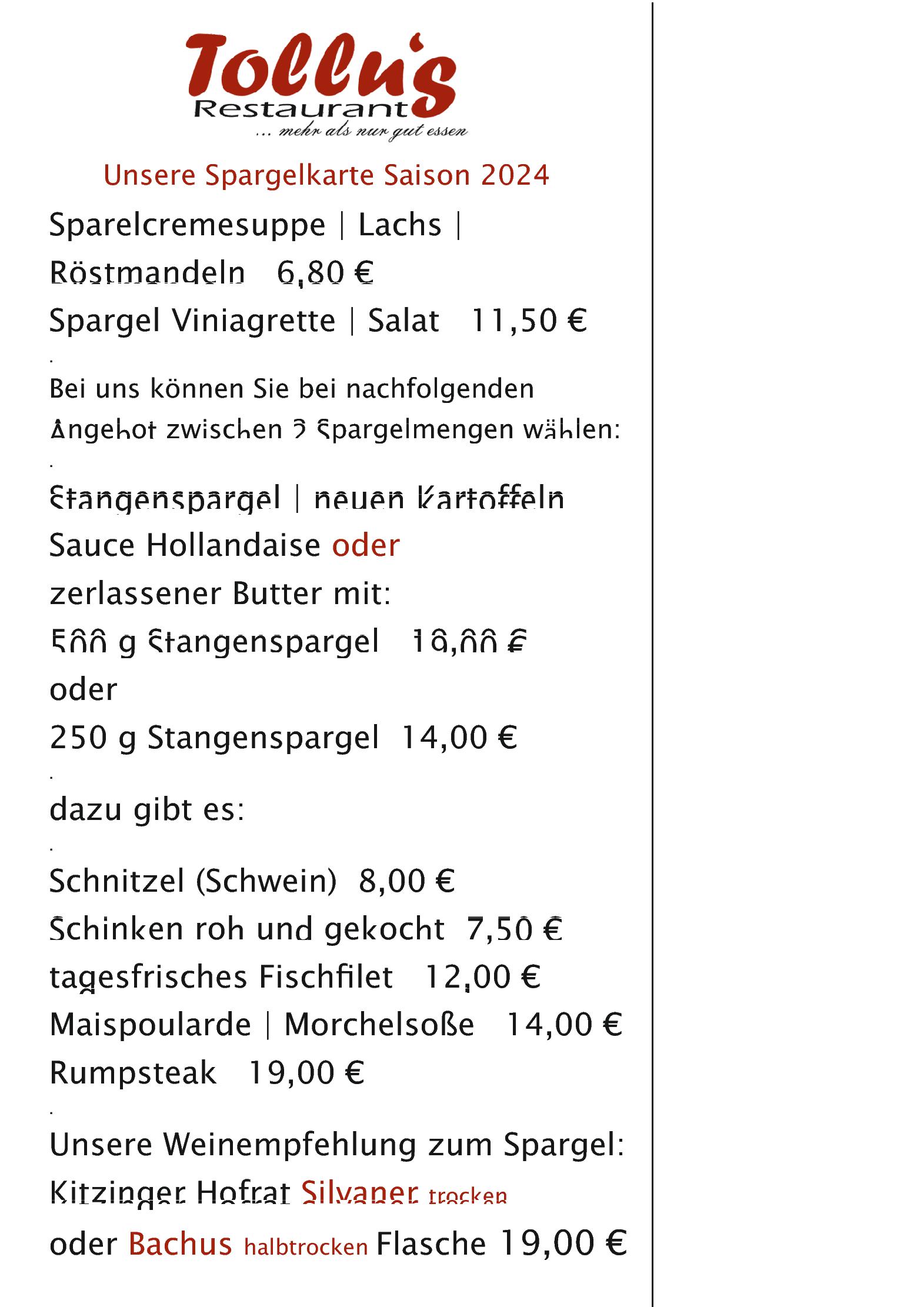 Speisekarte Tollus Restaurant in Limeshain, Seite 12