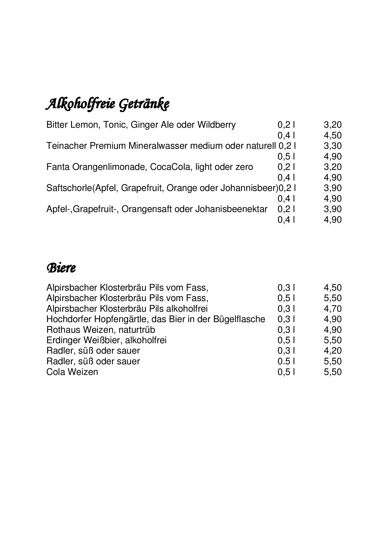 Speisekarte Sommerbergblick in Bad Wildbad, Seite 4