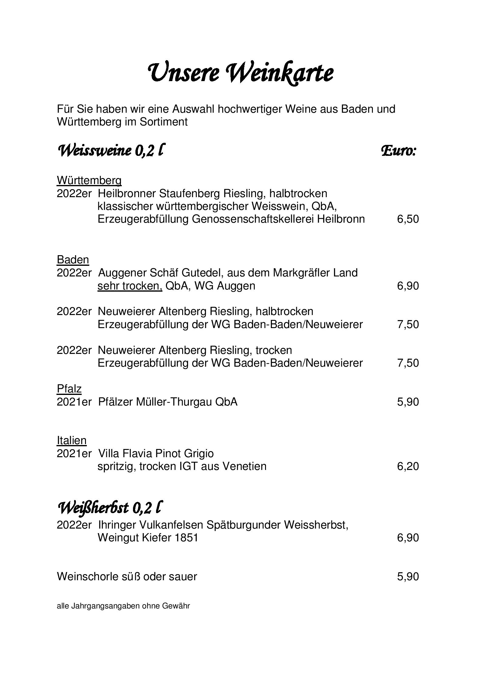 Speisekarte Sommerbergblick in Bad Wildbad, Seite 5