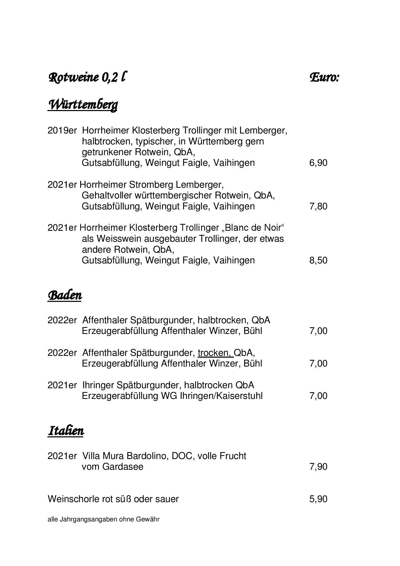 Speisekarte Sommerbergblick in Bad Wildbad, Seite 6