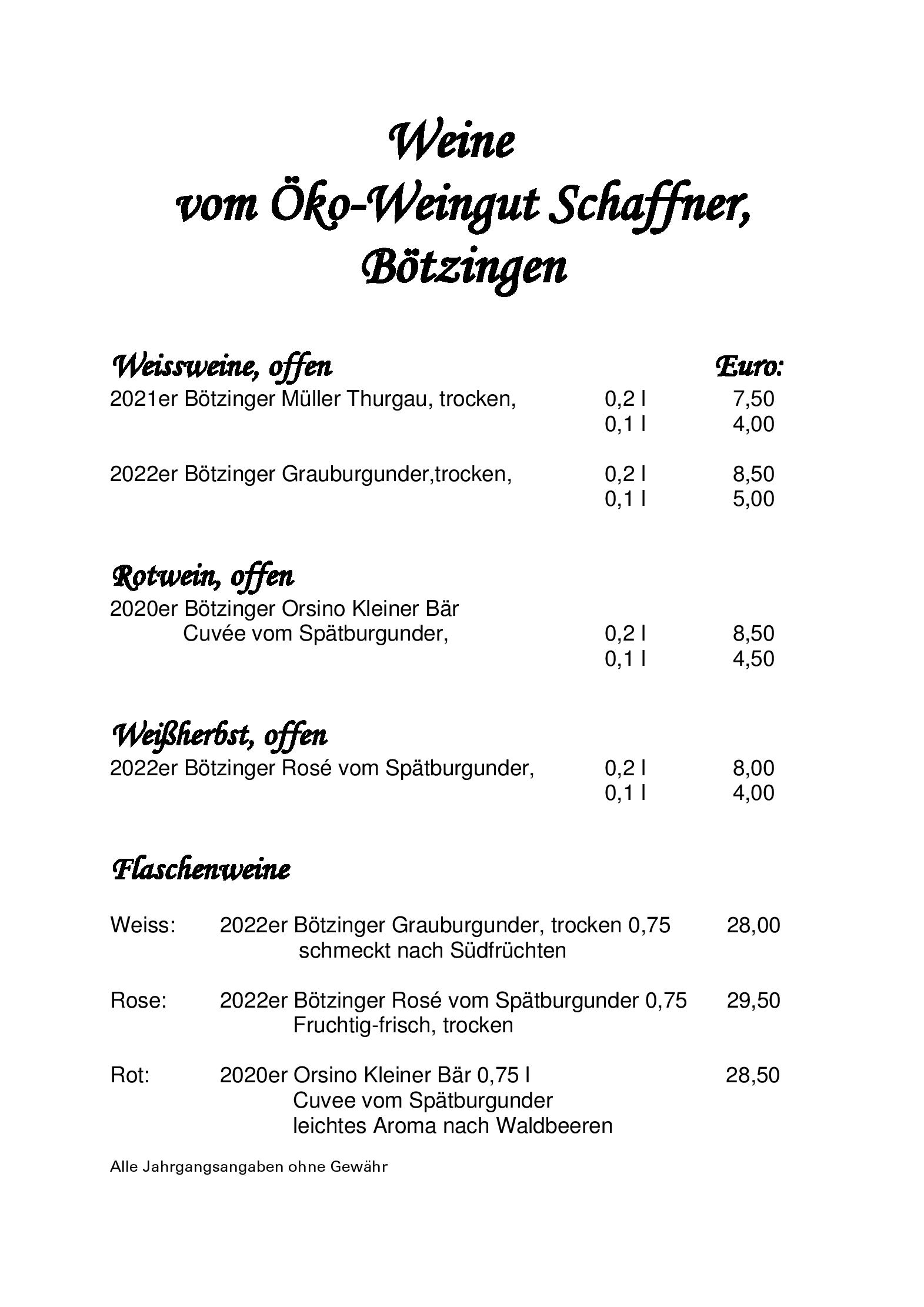 Speisekarte Sommerbergblick in Bad Wildbad, Seite 8