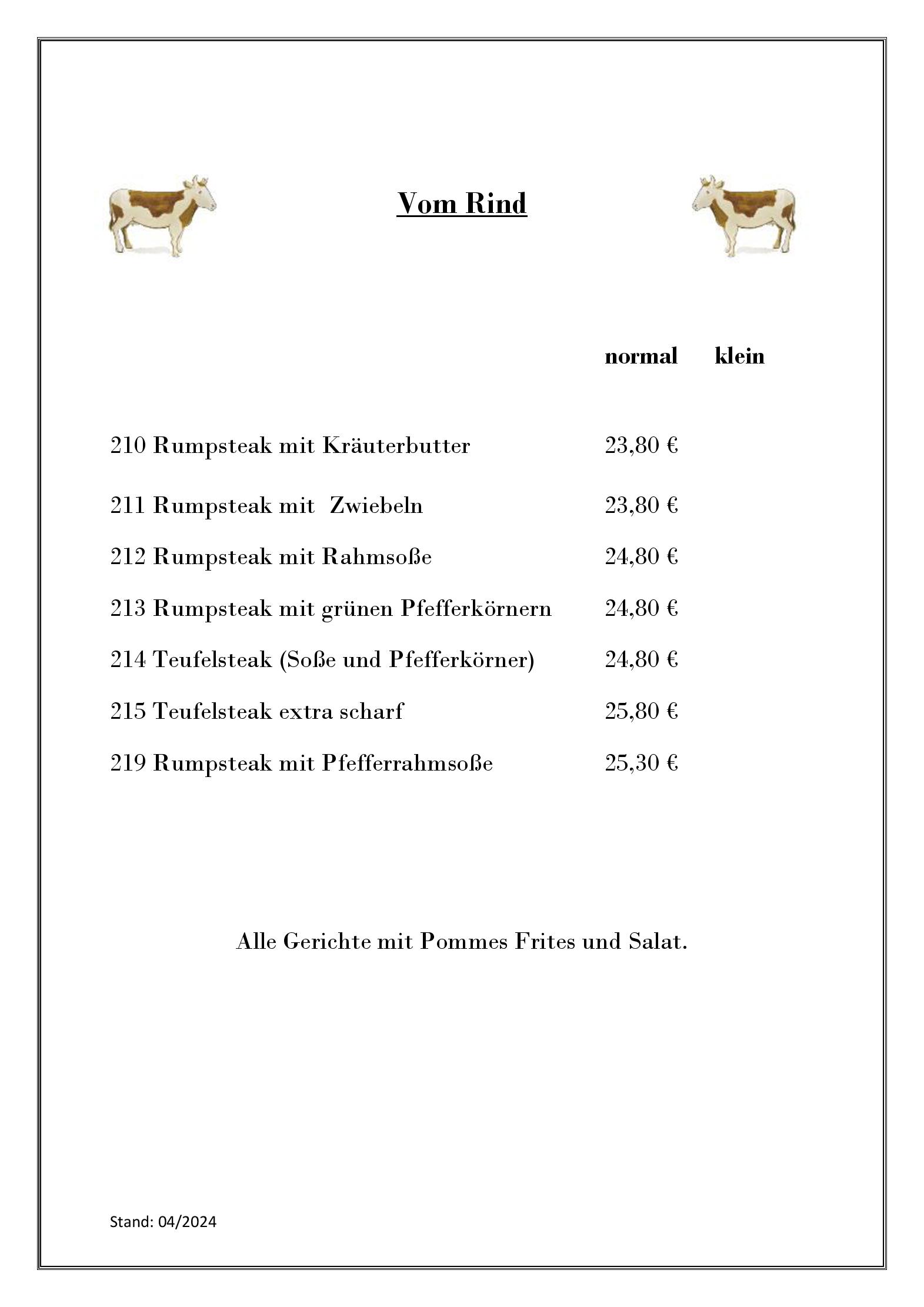 Speisekarte Weiperfelder Hof in Waldsolms, Seite 8