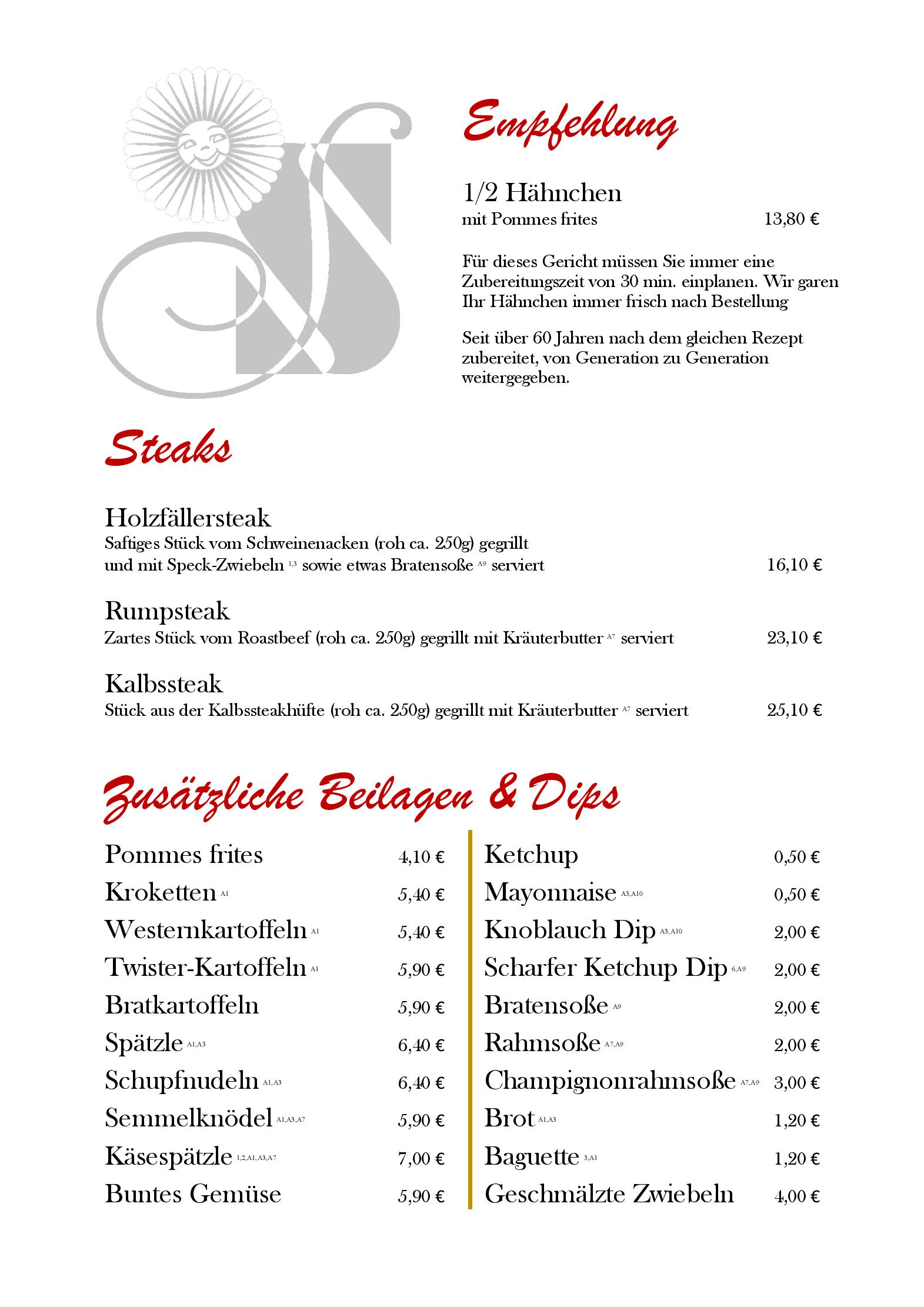Speisekarte Hotel - Restaurant Sonneck in Schwaebisch Hall, Seite 4