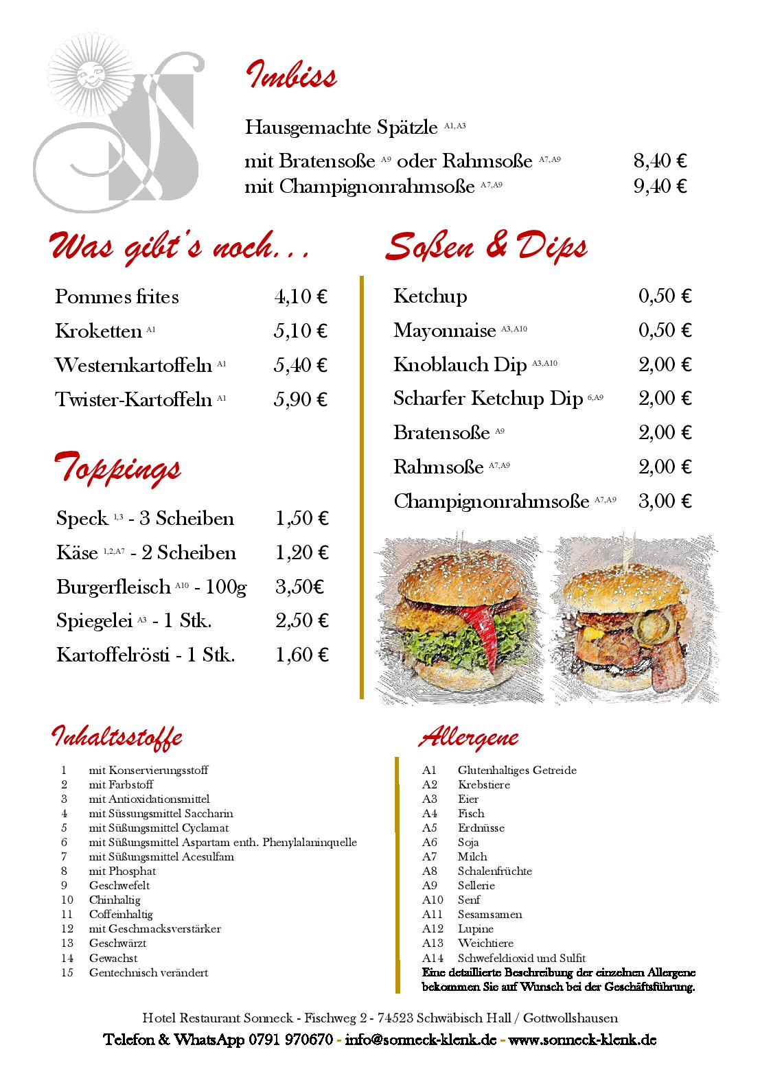 Speisekarte Hotel - Restaurant Sonneck in Schwaebisch Hall, Seite 14