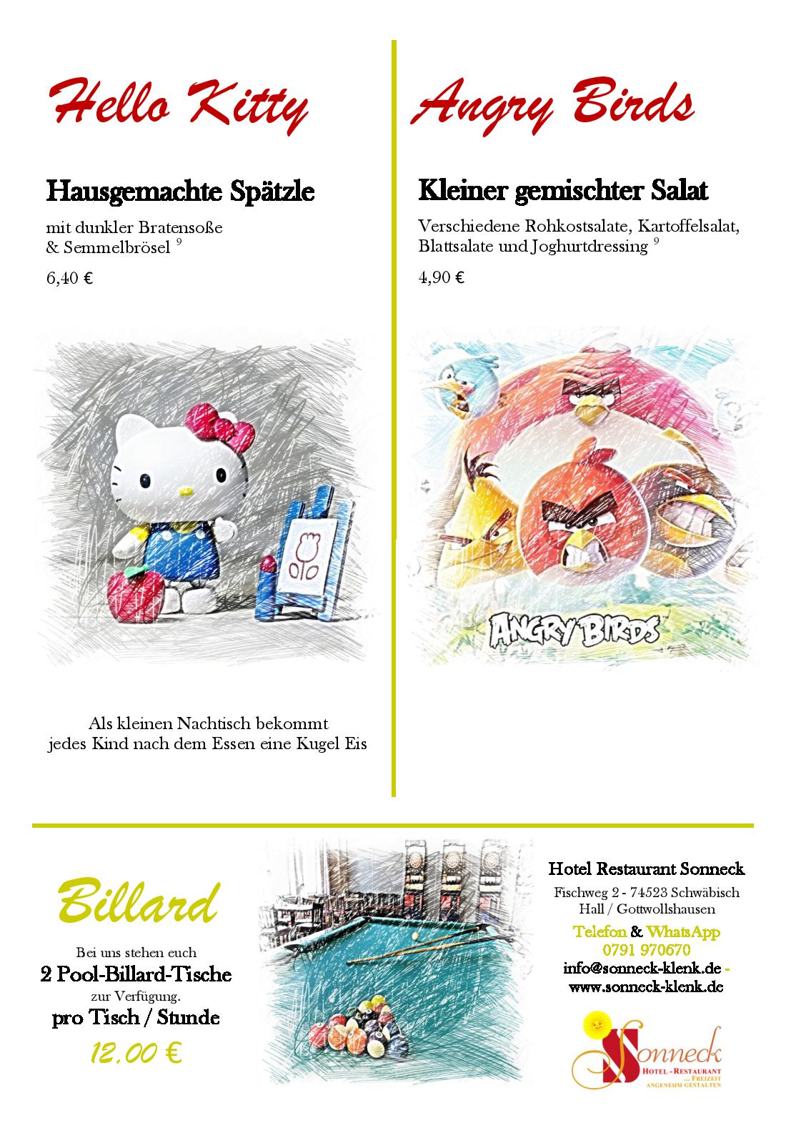Speisekarte Hotel - Restaurant Sonneck in Schwaebisch Hall, Seite 16