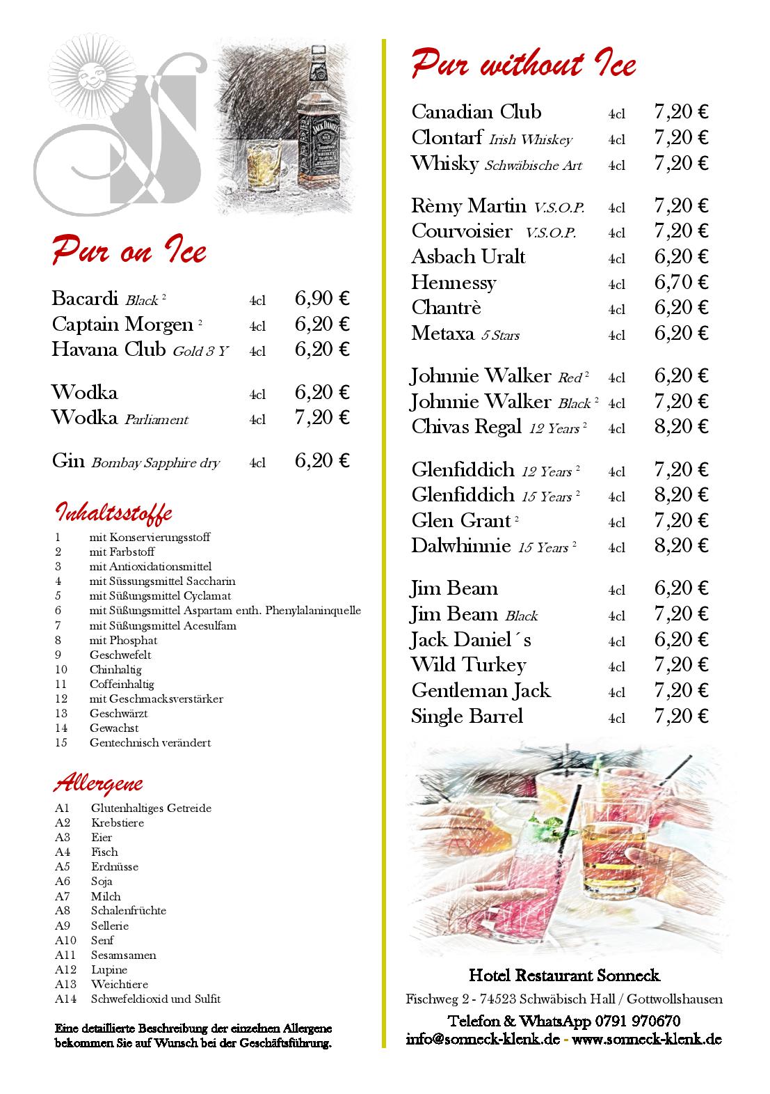 Speisekarte Hotel - Restaurant Sonneck in Schwaebisch Hall, Seite 22