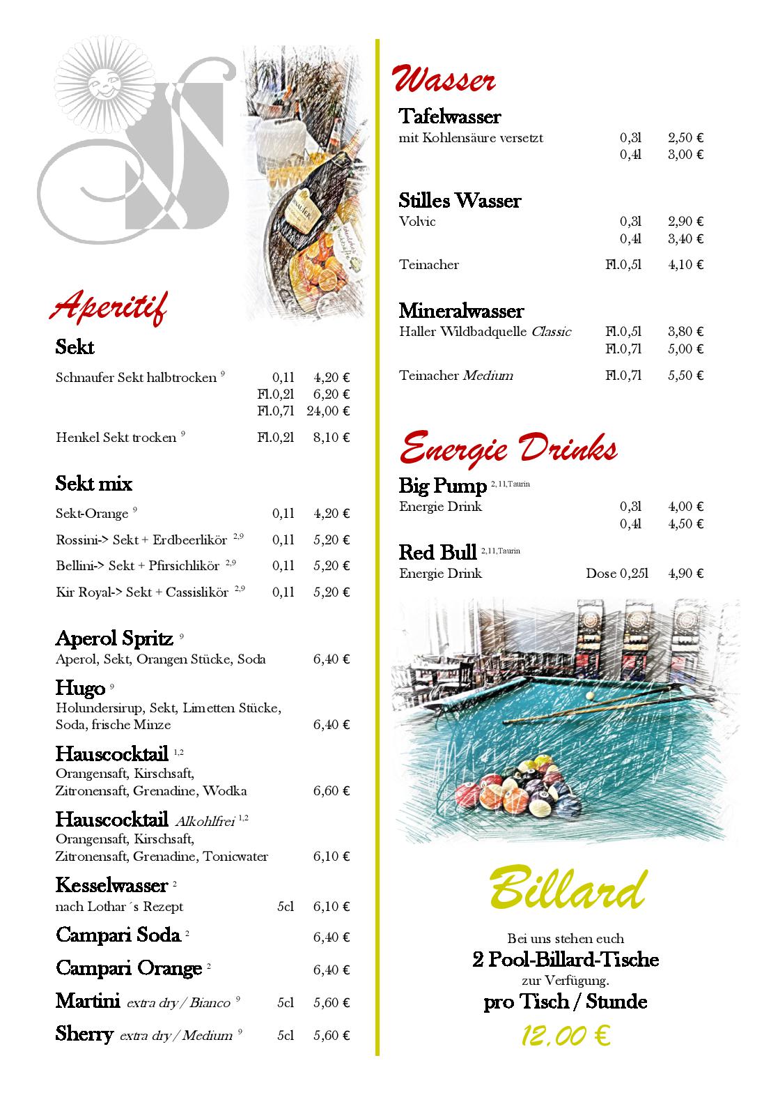 Speisekarte Hotel - Restaurant Sonneck in Schwaebisch Hall, Seite 24