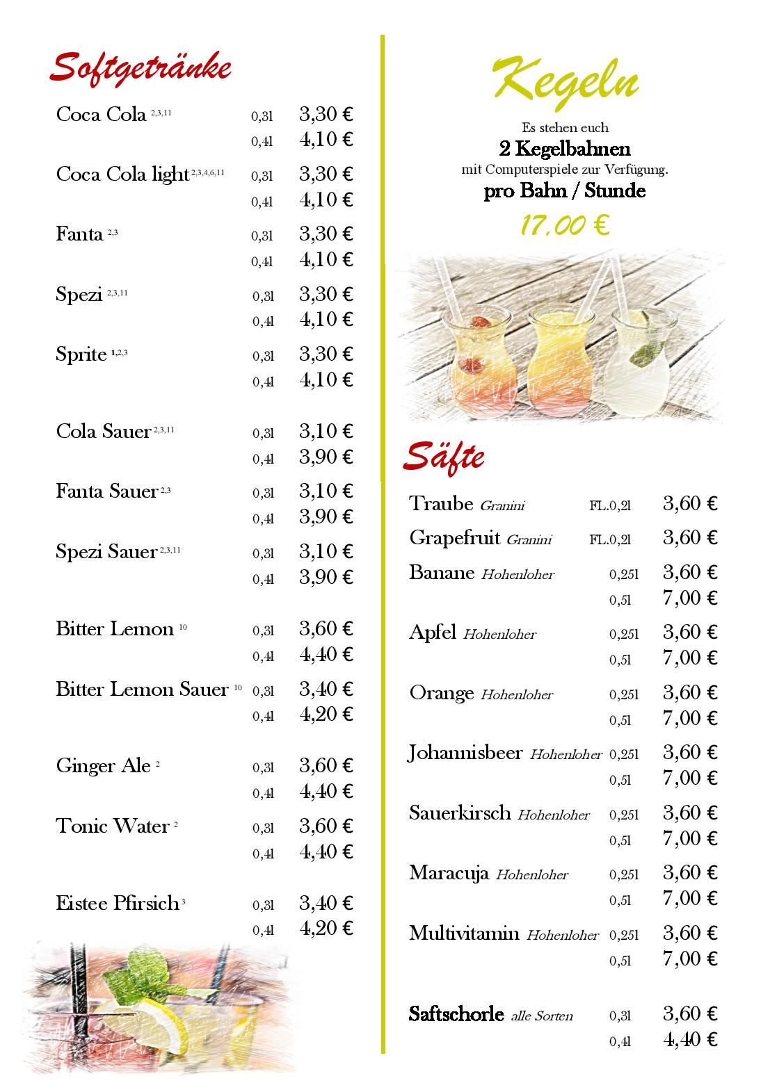 Speisekarte Hotel - Restaurant Sonneck in Schwaebisch Hall, Seite 25