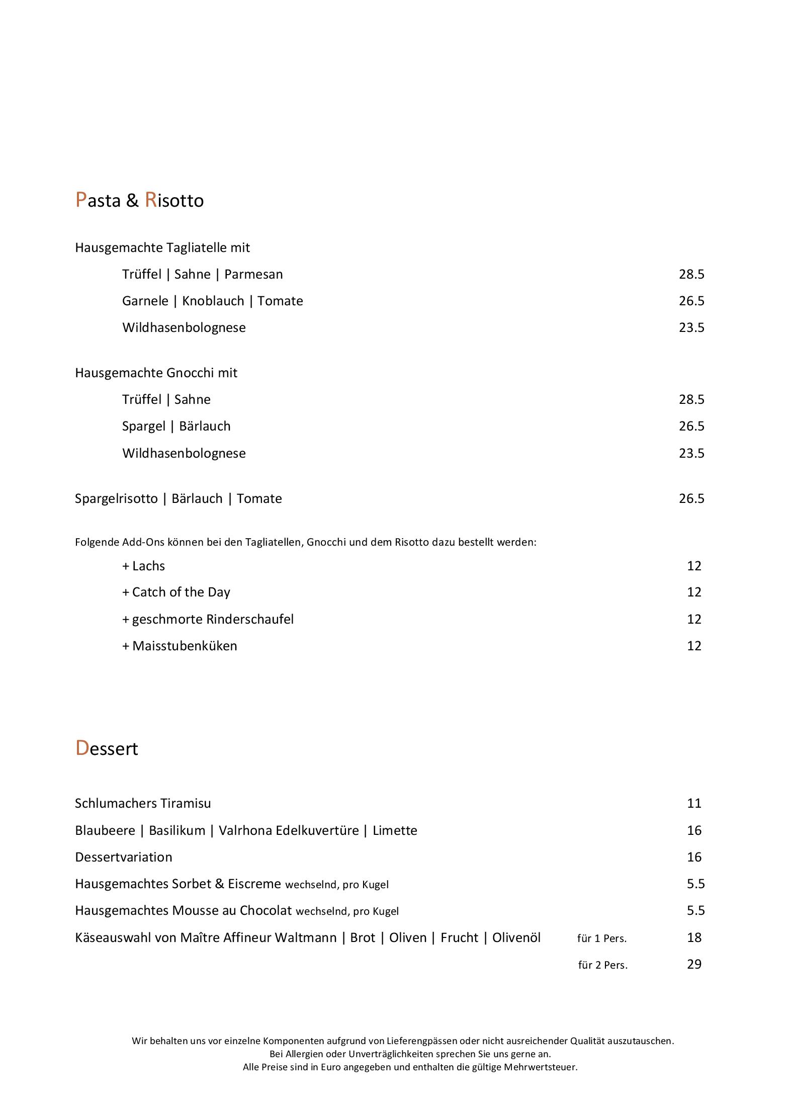 Speisekarte Restaurant Schlumachers in Lübeck, Seite 5
