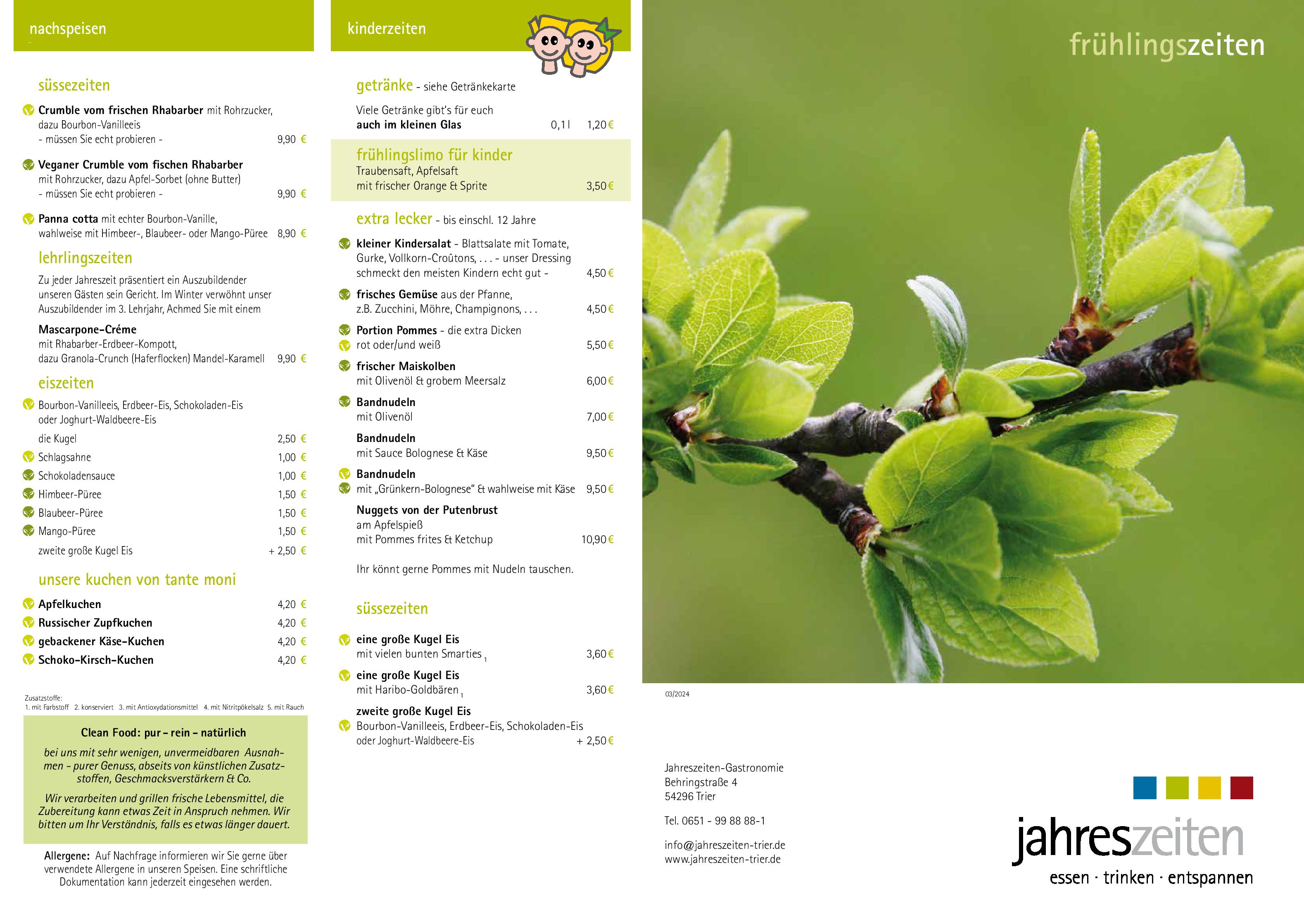 Speisekarte Jahreszeiten in Trier, Seite 3