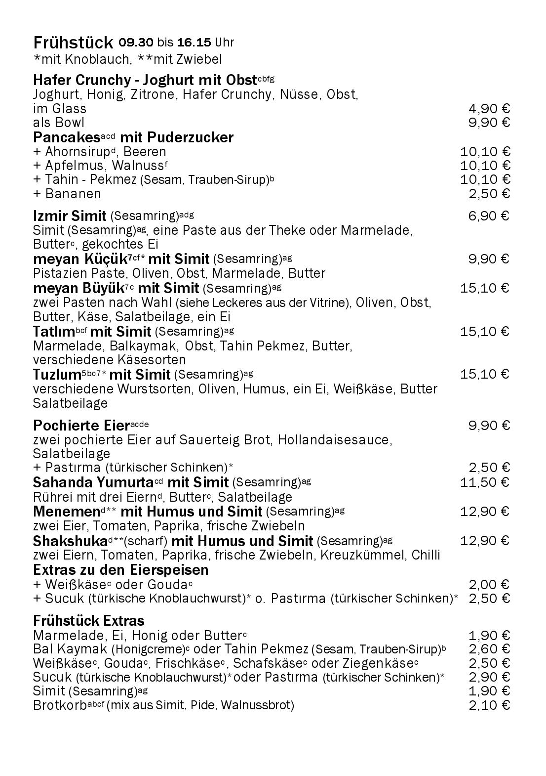 Speisekarte Meyan in Berlin, Seite 1
