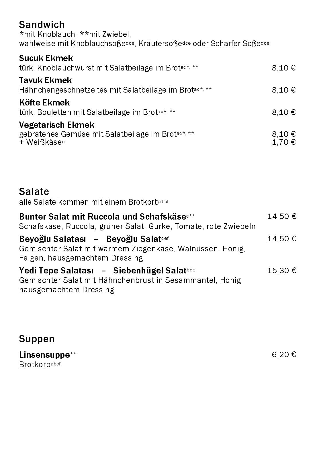 Speisekarte Meyan in Berlin, Seite 2